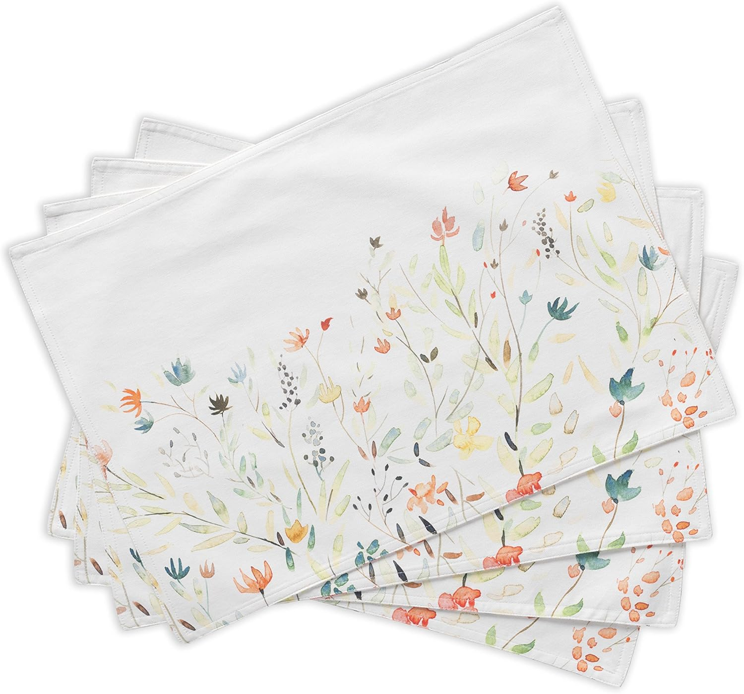 Maison d' Hermine Placemats Set of 4 100% Cotton Washable Cloth Place Mats, Reusable Table Mats for Kitchen Dining Decoration, Party, Wedding, Restaurant Spring/Summer (Limoncello, 13" x 19")