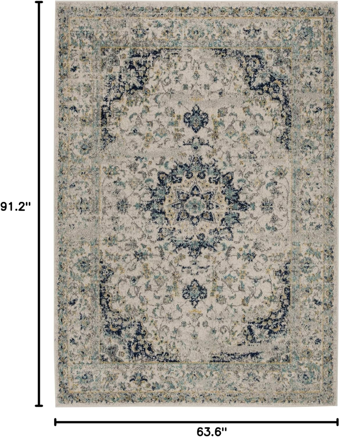 SAFAVIEH Madison Mattie Overdyed Floral Area Rug, Ivory/Blue, 5'3" x 7'6"