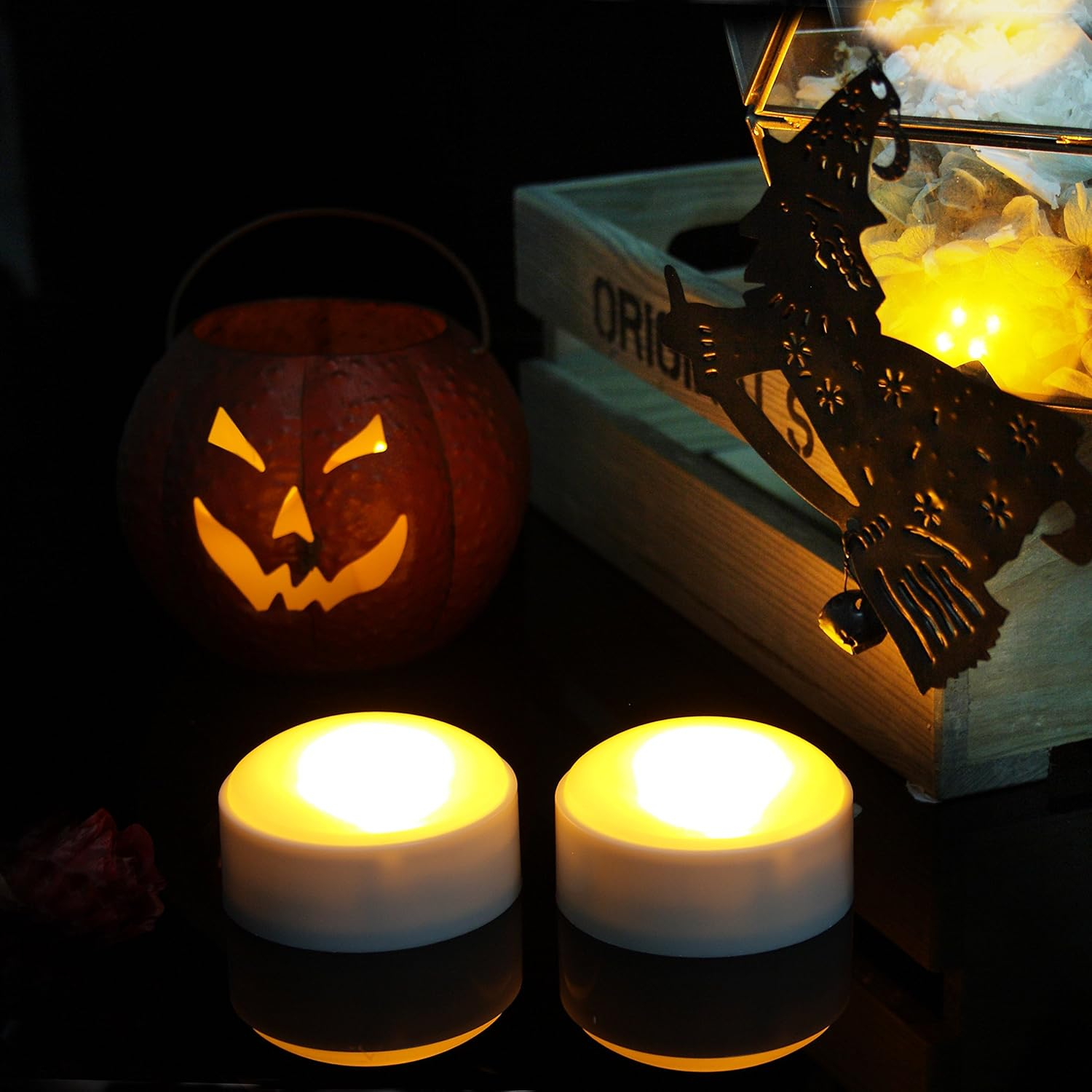LED Pumpkin Lights with Remote and Timer, Battery Operated Bright Flickering Flameless Candle Lights for Pumpkin Decor, Jack-O-Lantern Halloween Party Decorations, White Color, 3 Pack
