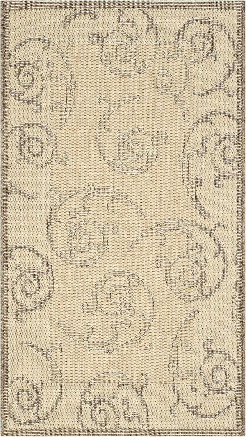 SAFAVIEH Courtyard Daniel Floral Indoor/Outdoor Area Rug, 2' x 3'7", Natural/Brown