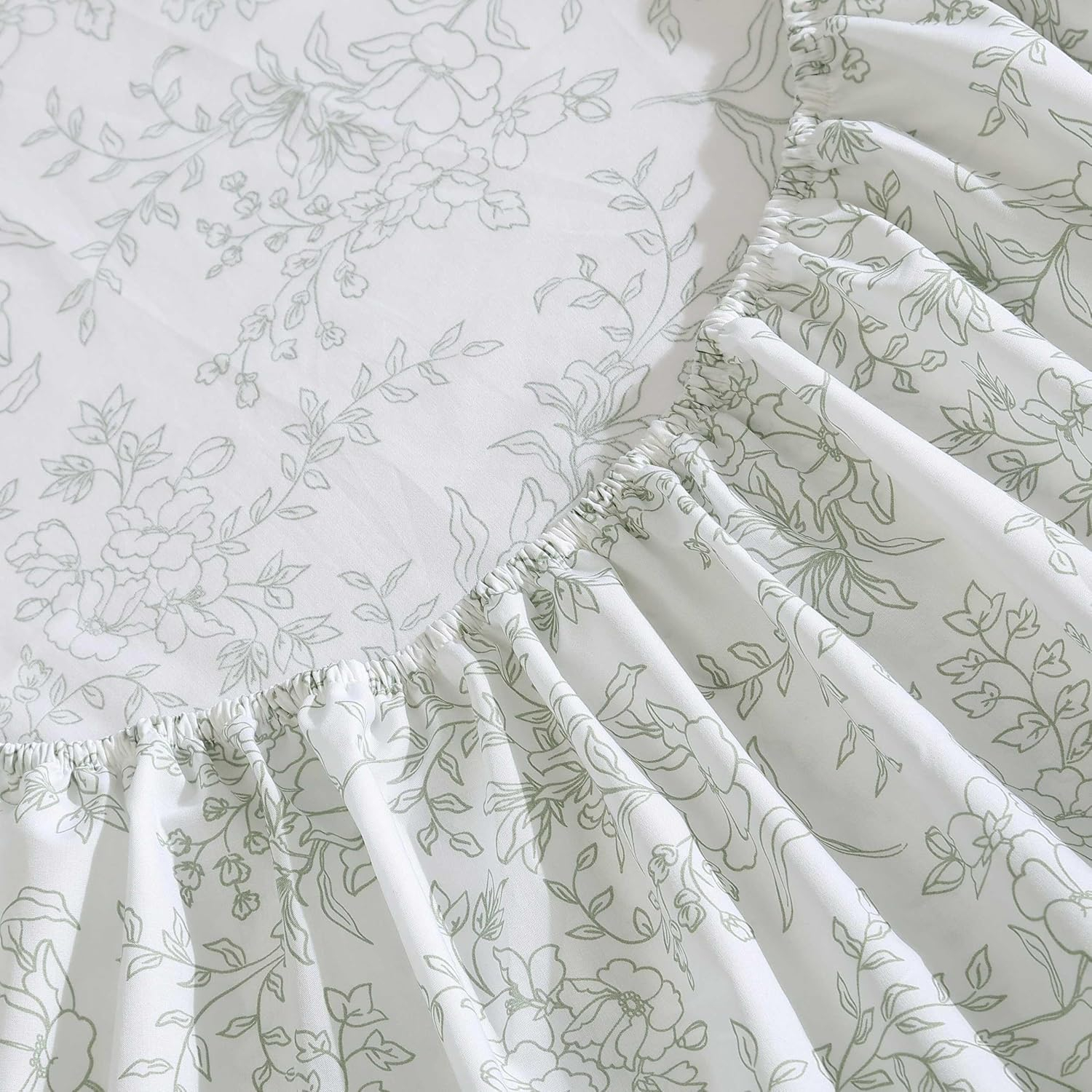 King Blue Cotton Percale Floral Deep Pocket Sheet Set
