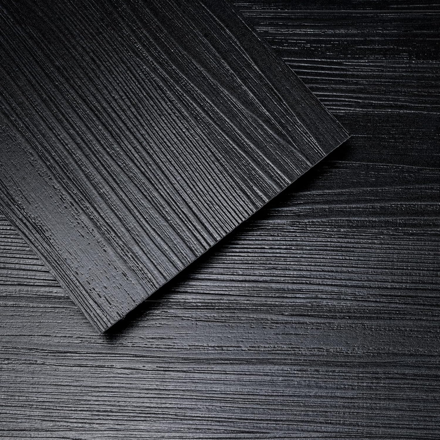 Art3d 36-Pack 54 Sq.ft Peel and Stick Floor Tiles Vinyl Plank Flooring Wood Look, Adhesive and Waterproof Tile Sticker for Bedroom, Living Room, Kitchen, RV in Black