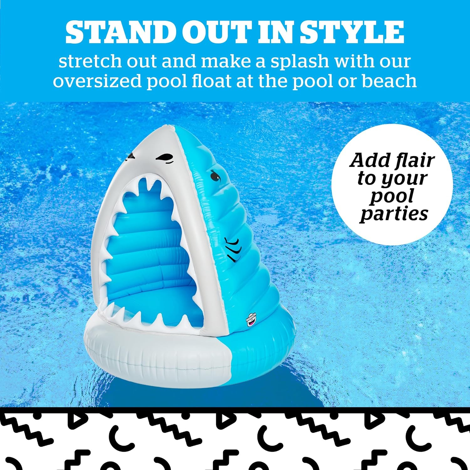 Giant Blue and White Shark Inflatable Pool Float