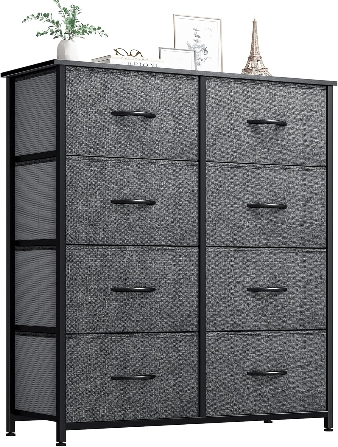 DWVO Dresser for Bedroom, Fabric Dresser with 8 Drawers, Tall Dresser, Chest of Drawers for Closet, Living Room