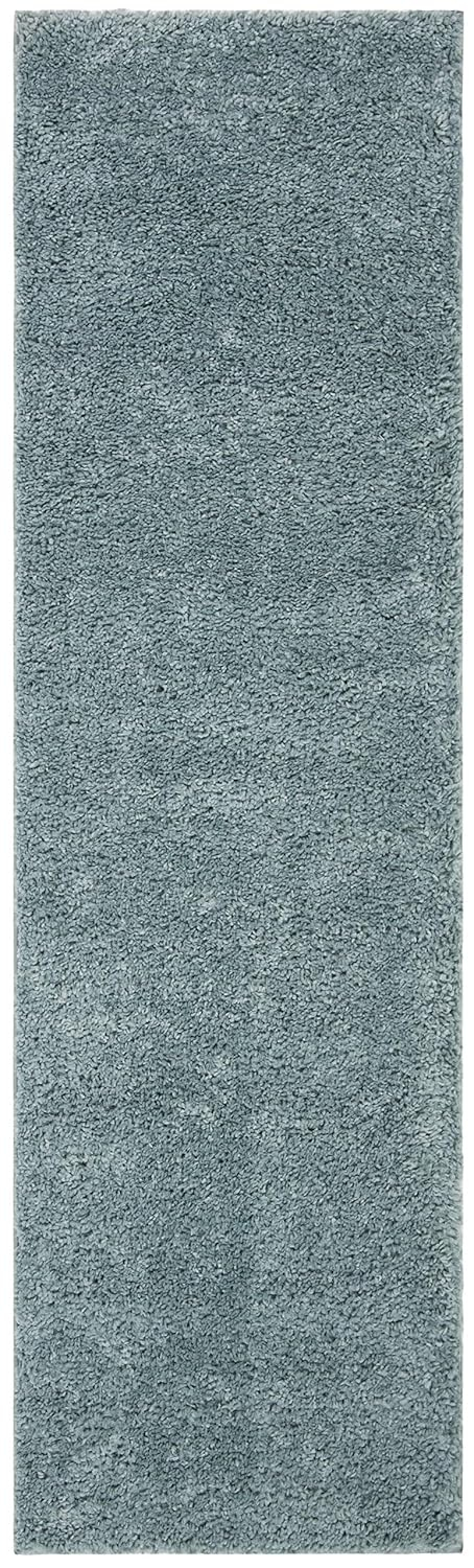 SAFAVIEH August Carlene Solid Plush Shag Runner Rug, Aqua, 2'3" x 8'