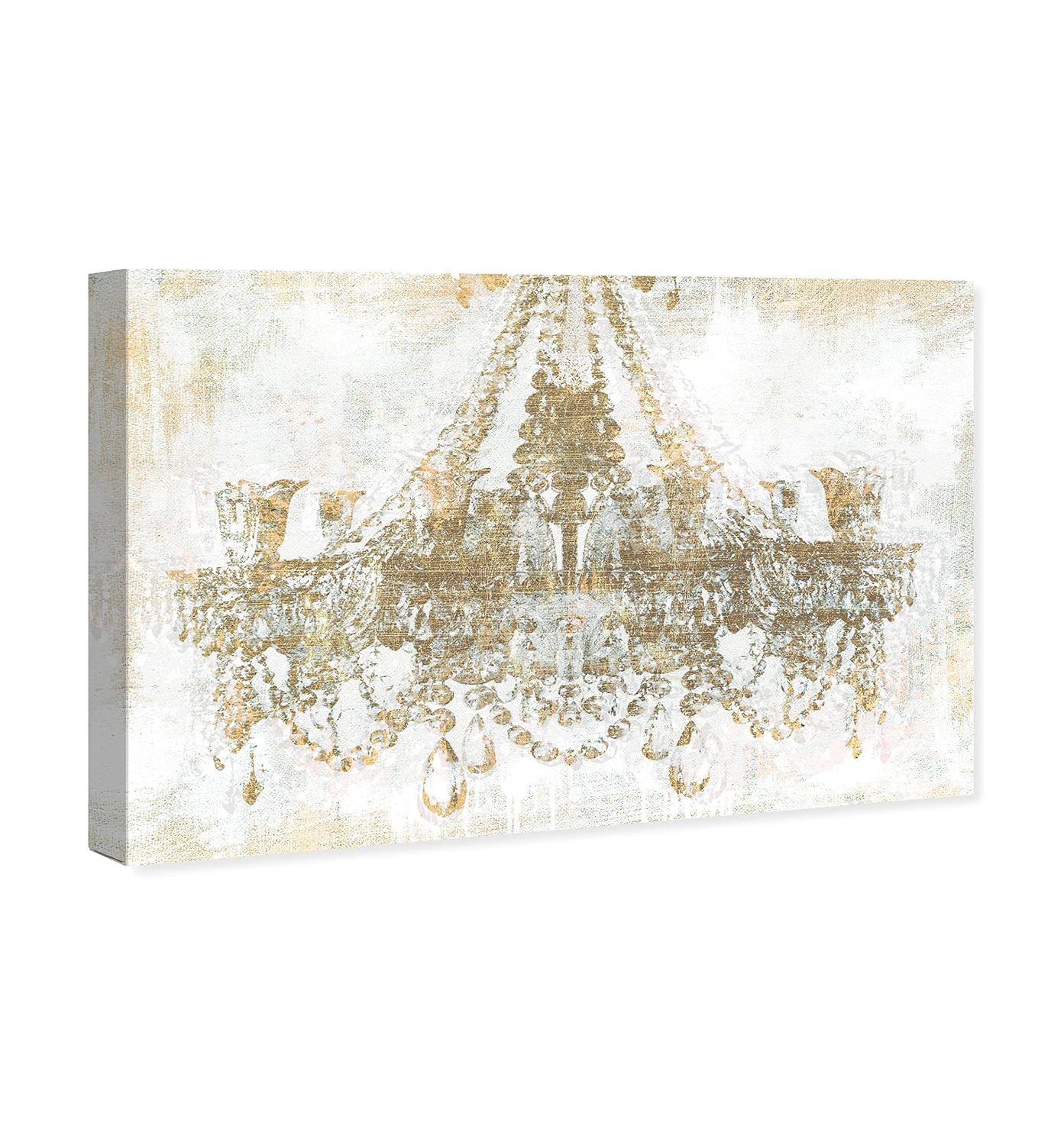 Gold and White Chandelier Canvas Wall Art