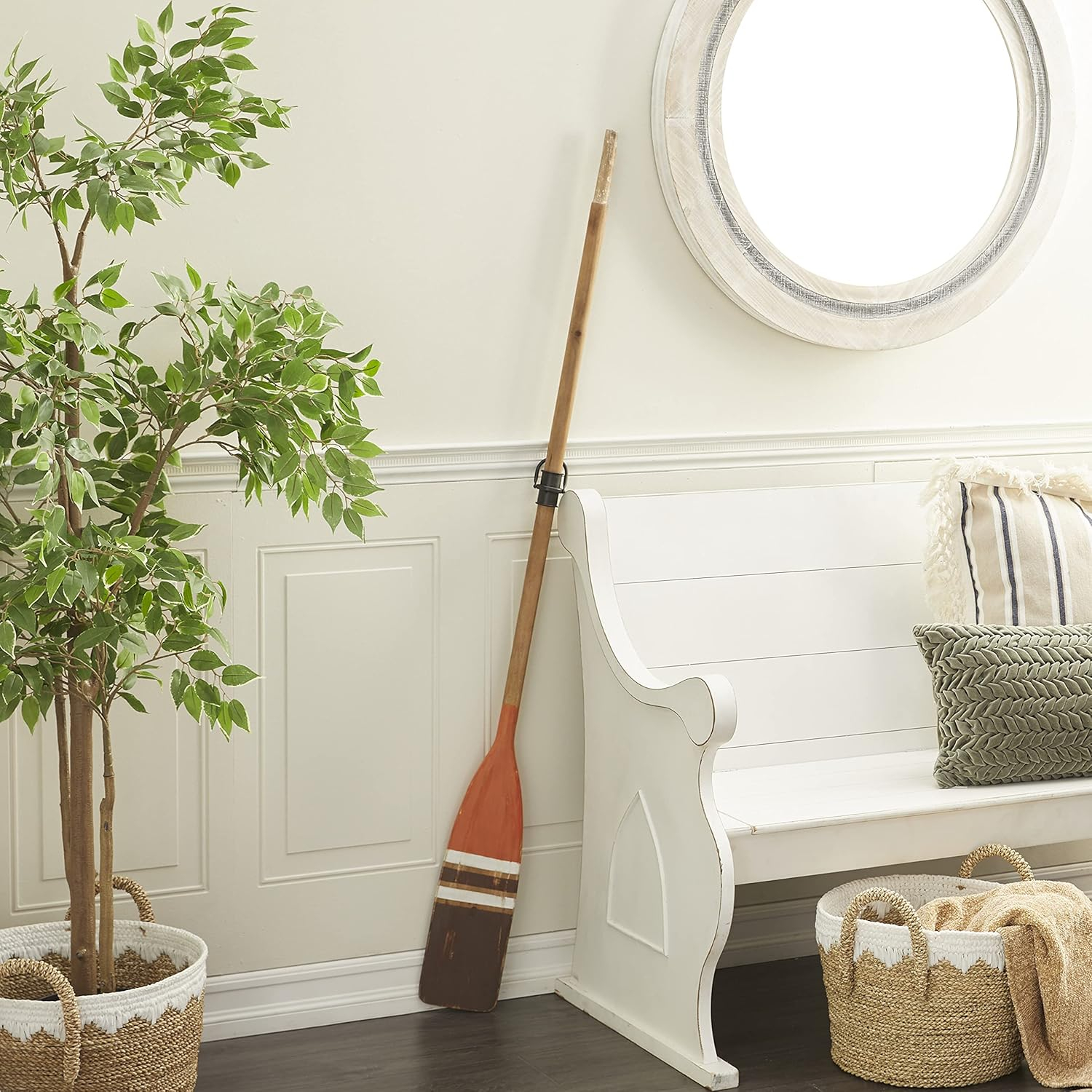 DecMode Multi Colored Wood Novelty Canoe Oar Paddle Wall Decor with Arrow and Stripe Patterns (2 Count)