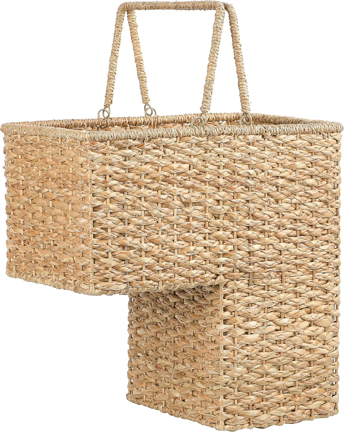 Creative Co-Op Woven & Natural Bangkuan Rope Stair Basket with Handles