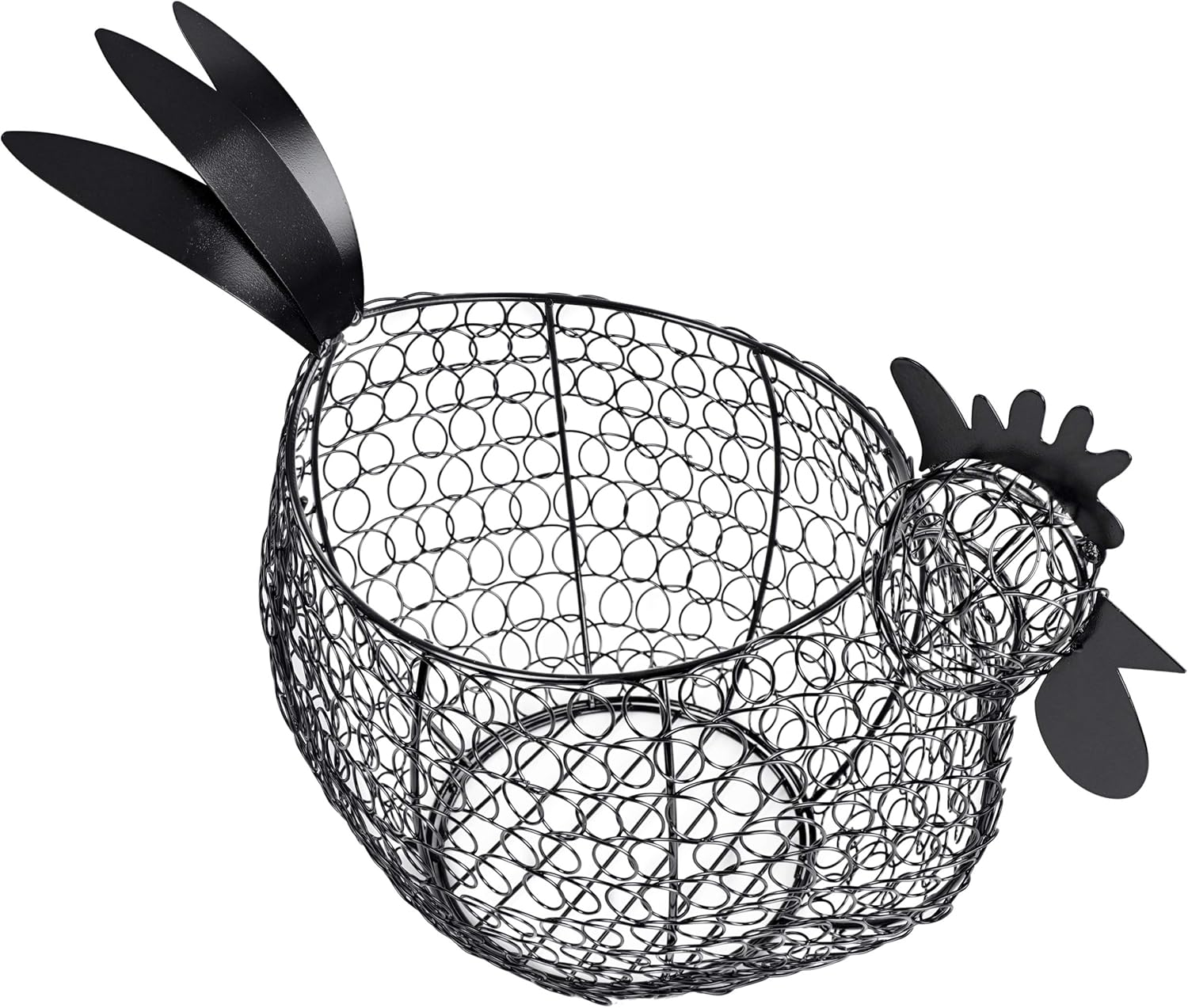 Rural365 Black Metal Chicken Egg Basket - Rustic Decor Chicken Basket Egg Holder