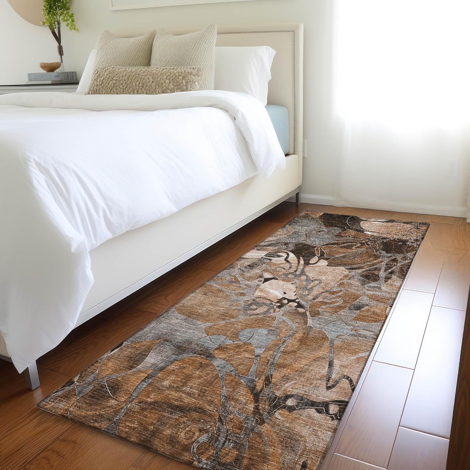 Addison Rugs Chantille ACN558 Orange 2'3" x 7'6" Indoor Outdoor Hallway Runner Rug, Stain Resistant Washable Kitchen Area Carpet for Bathroom, Laundry and Bedroom