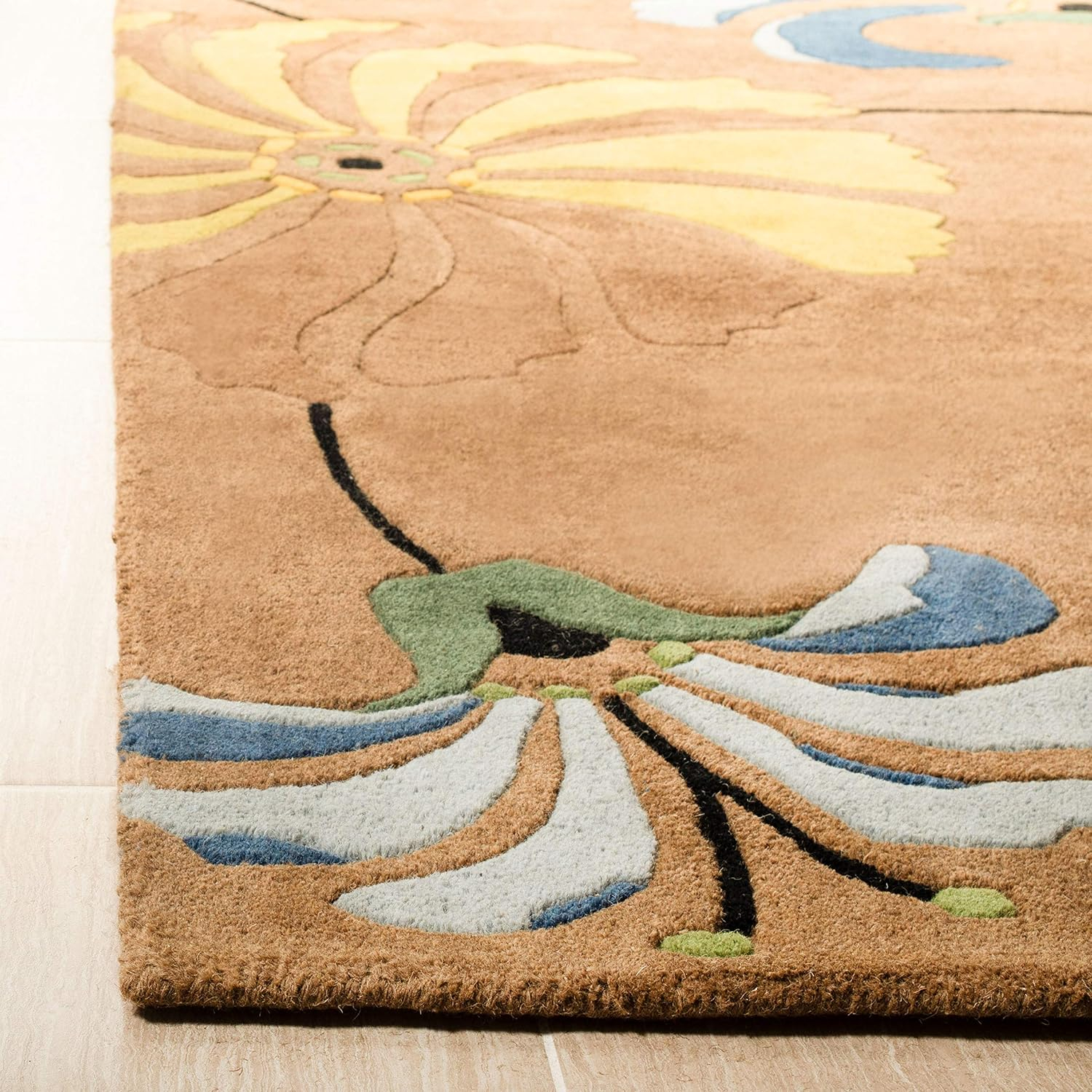 Handmade Blue Tufted Wool and Viscose Area Rug