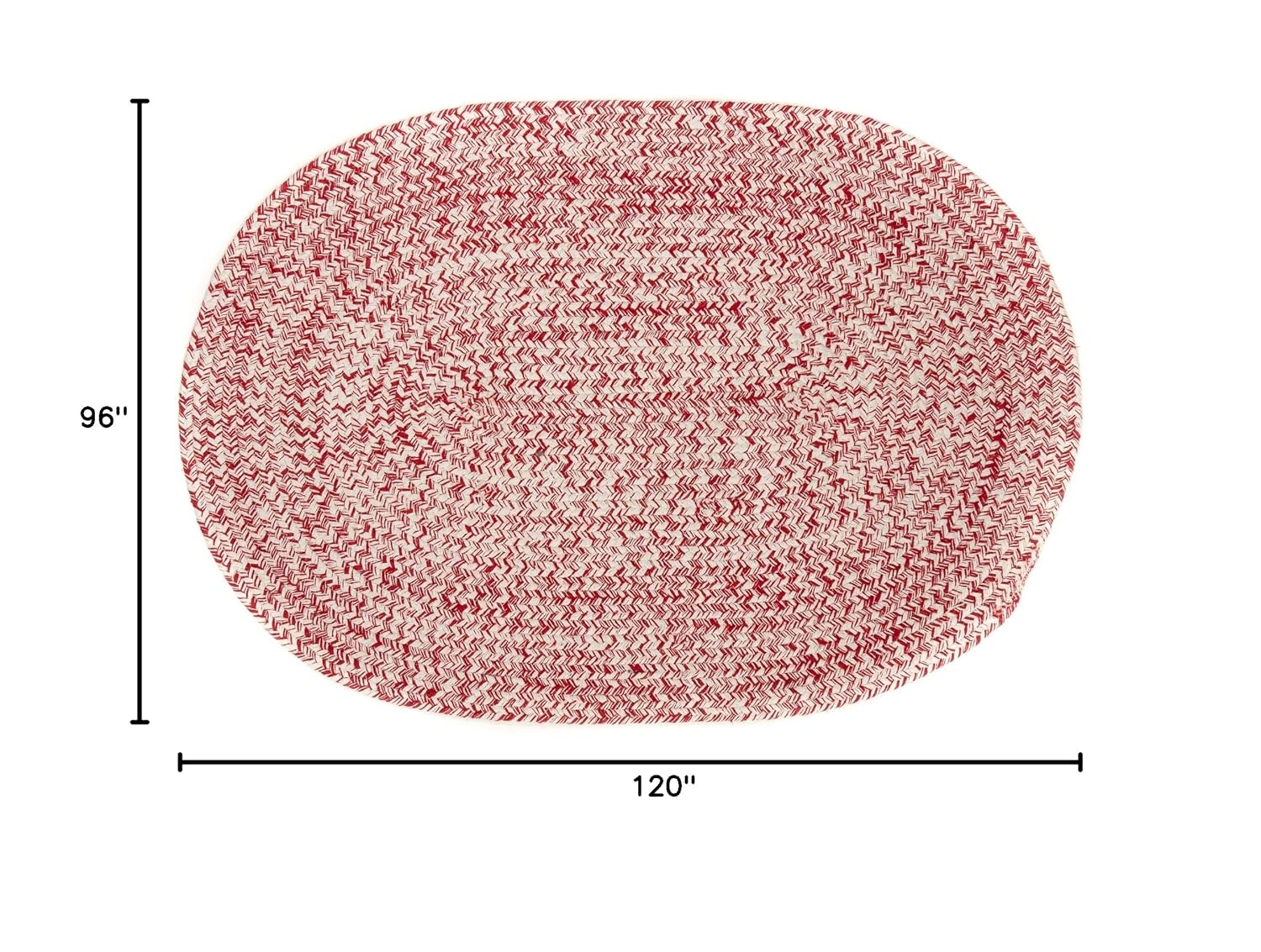 Leslie Country Red & White Area Rug Oval 8' x 10' Oval