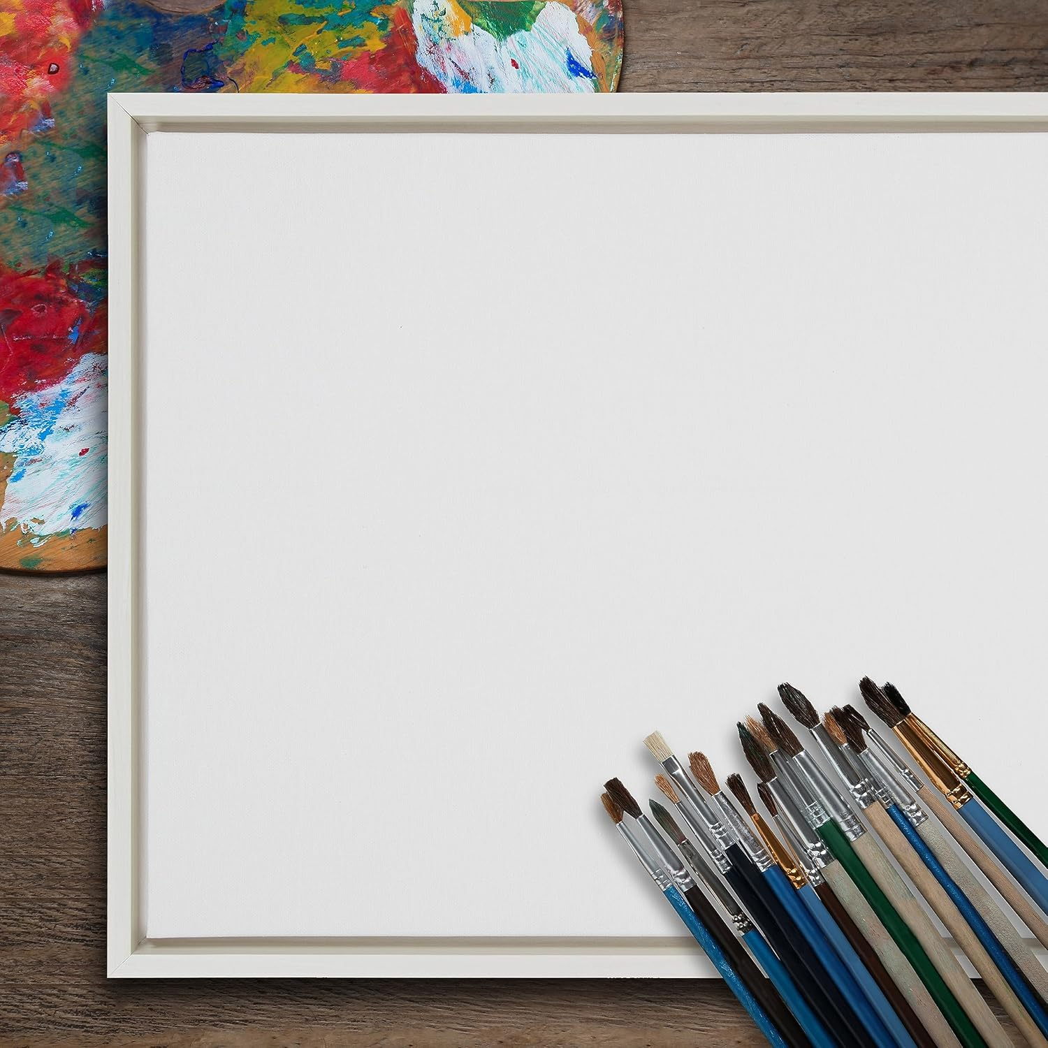 Kate and Laurel Sylvie Blank Framed Canvas Wall Art, 22x22 White, Modern Empty Canvas for Paint-Your-Own Art, Premium Canvas Already Framed