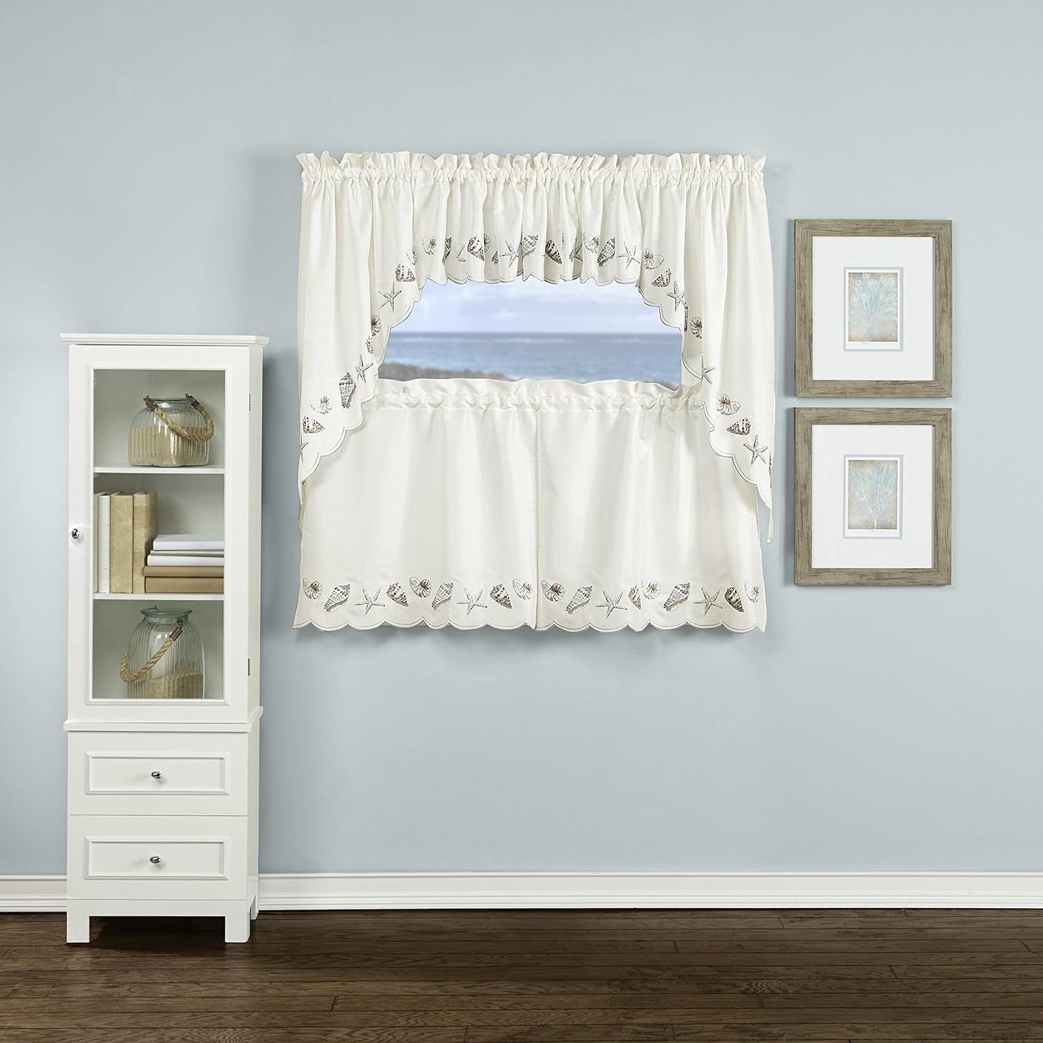 BELLE MAISON SEASHELLS EMBROIDERED VALANCE