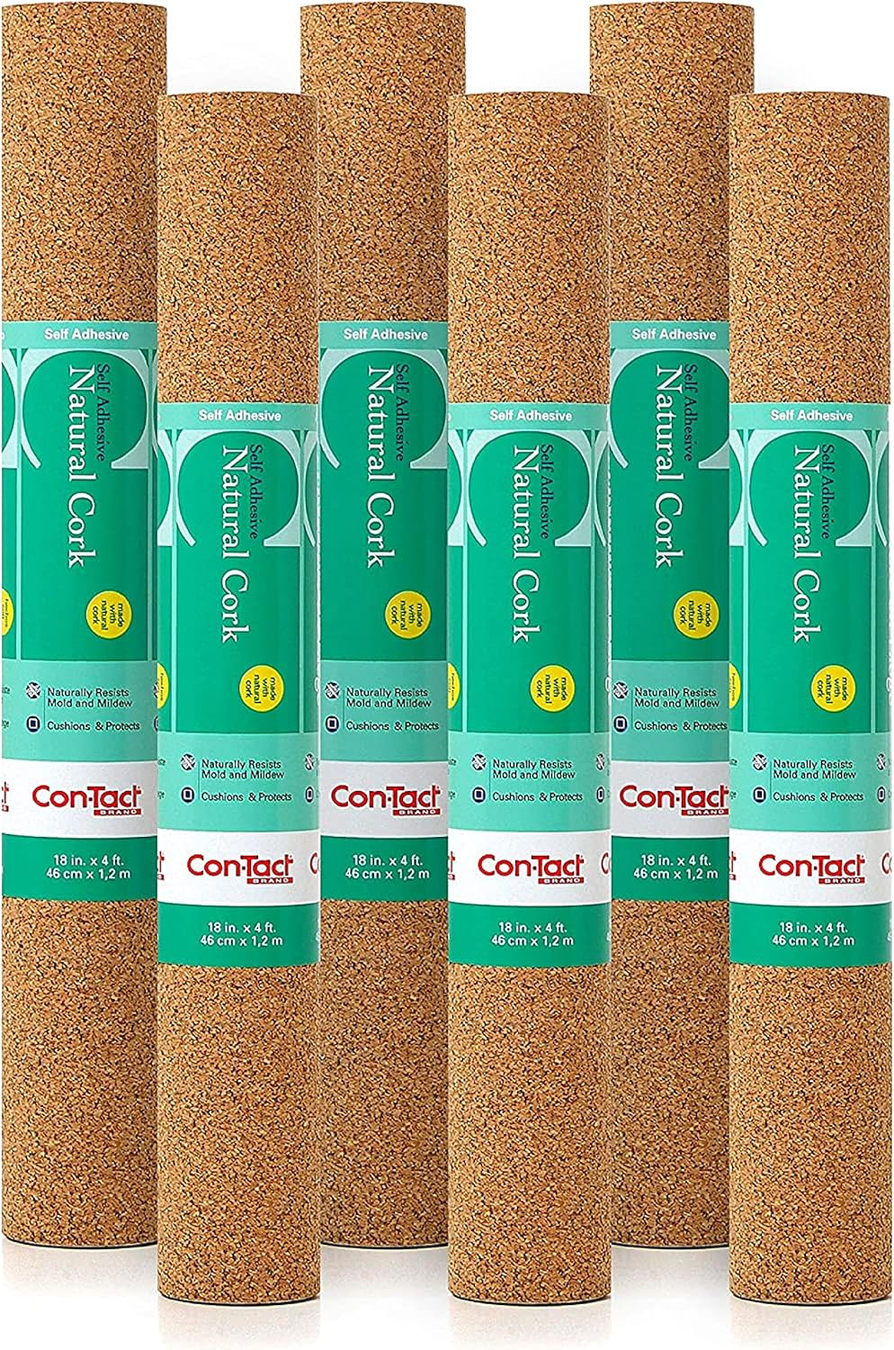 Brown Self-Adhesive Natural Cork Rolls Pack of 6