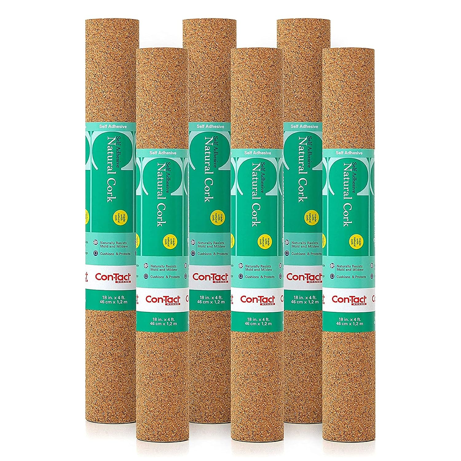 Brown Self-Adhesive Natural Cork Rolls Pack of 6