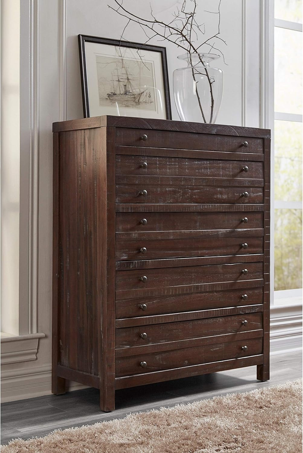 Modus Townsend 5 Drawer Solid Wood Chest in Java