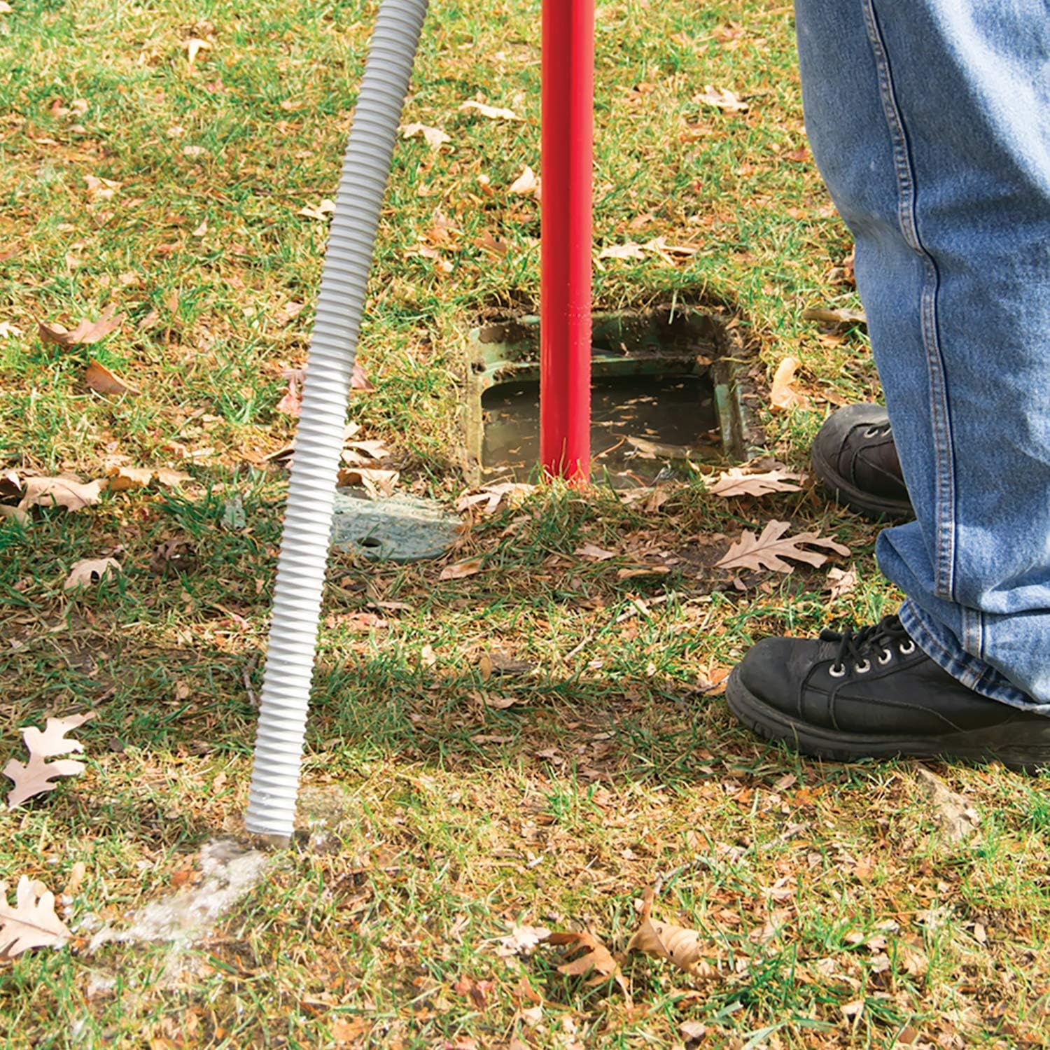 Red 36" x 72" Plastic Hand Pump Siphon with Flexible Hose