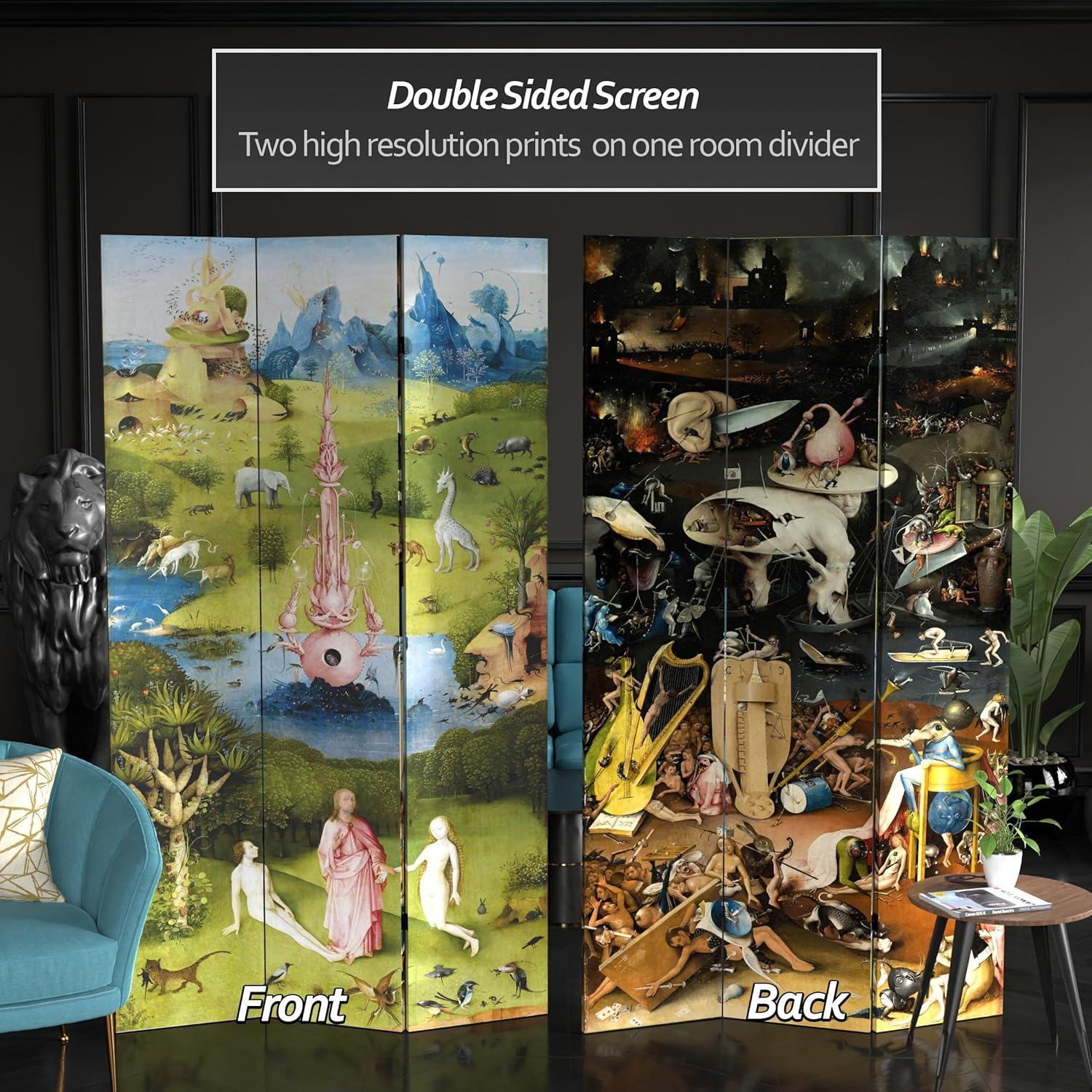 Oriental Furniture 7 ft. Tall Garden of Delights Canvas Room Divider - 3 Panel