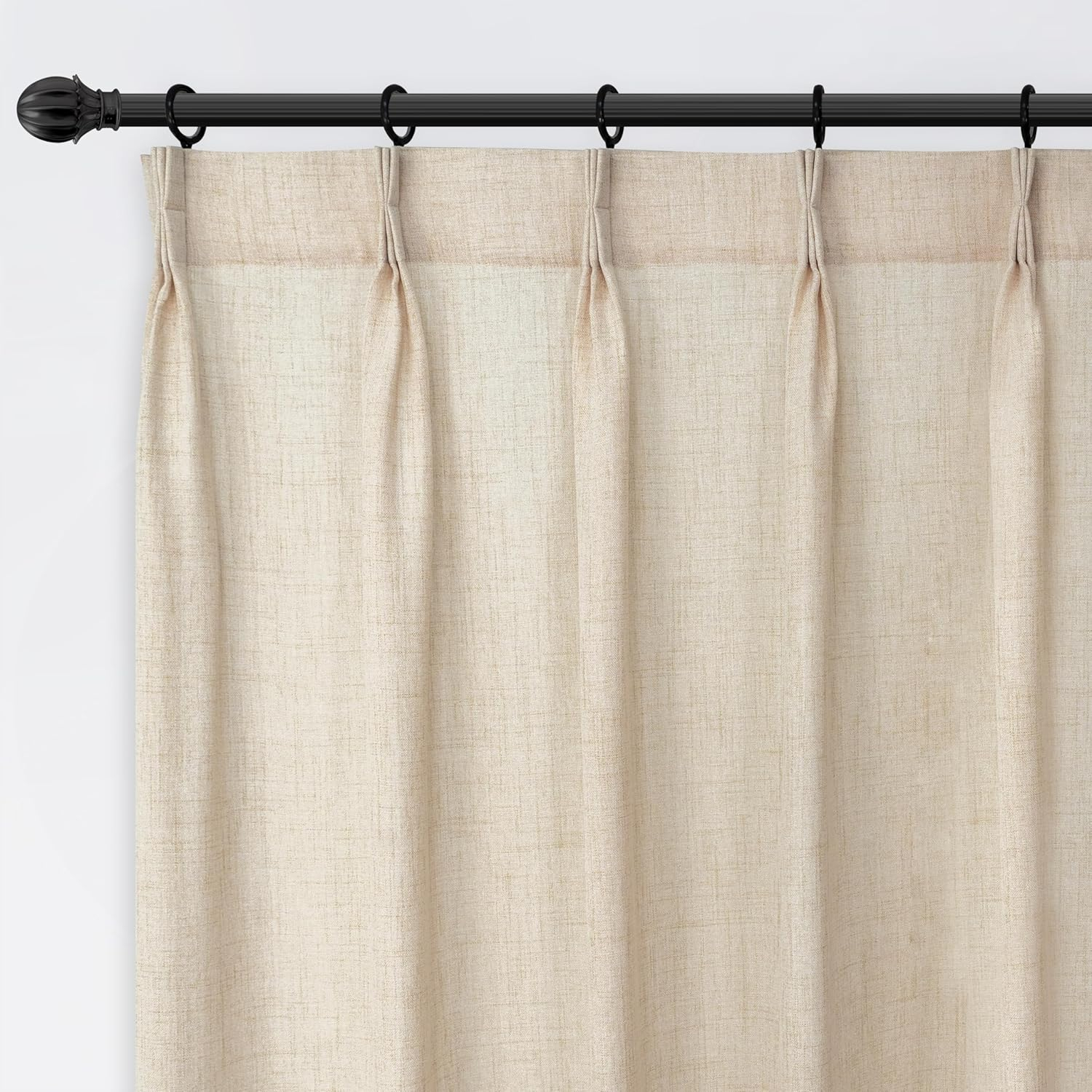 DriftAway Pinch Pleat Valance Kitchen Curtains Linen Textured Short Curtains for Small Window Bathroom 2 Panels Cafe Curtains Back Tabs Farmhouse Rustic Curtain 30 x 24 Inches Light Linen