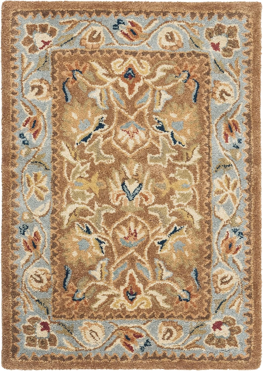 SAFAVIEH Bergama Collection 2' x 3' Brown / Blue BRG161A Handmade Oriental Premium Wool Accent Rug