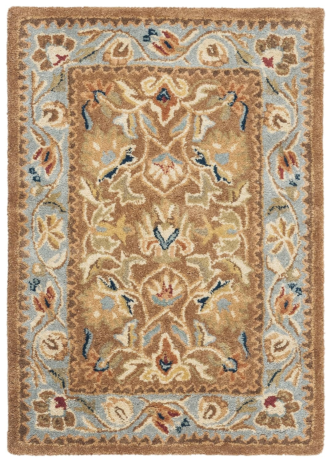 SAFAVIEH Bergama Michayla Traditional Wool Area Rug, Brown/Blue, 2' x 3'
