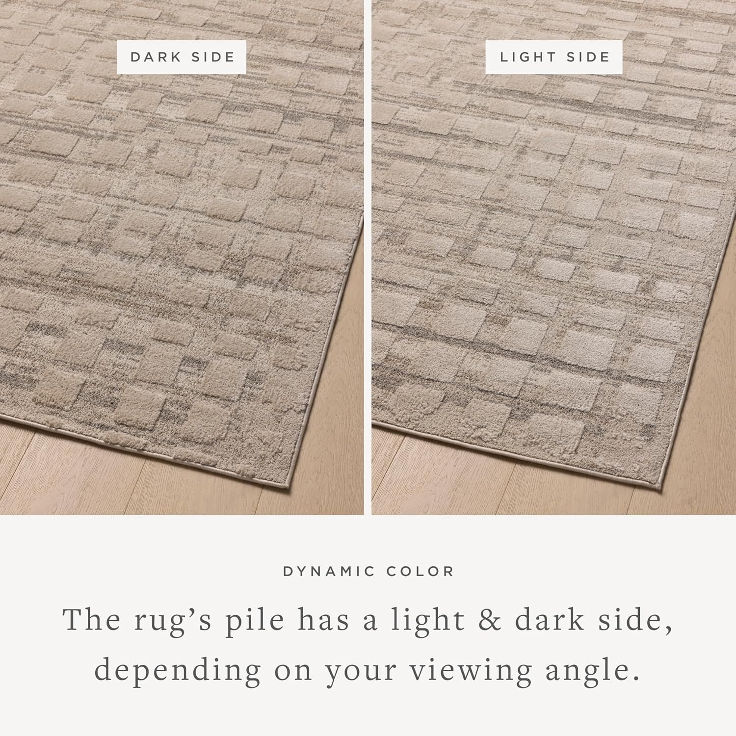 Pebble Beige High Pile Polyester Moroccan Area Rug