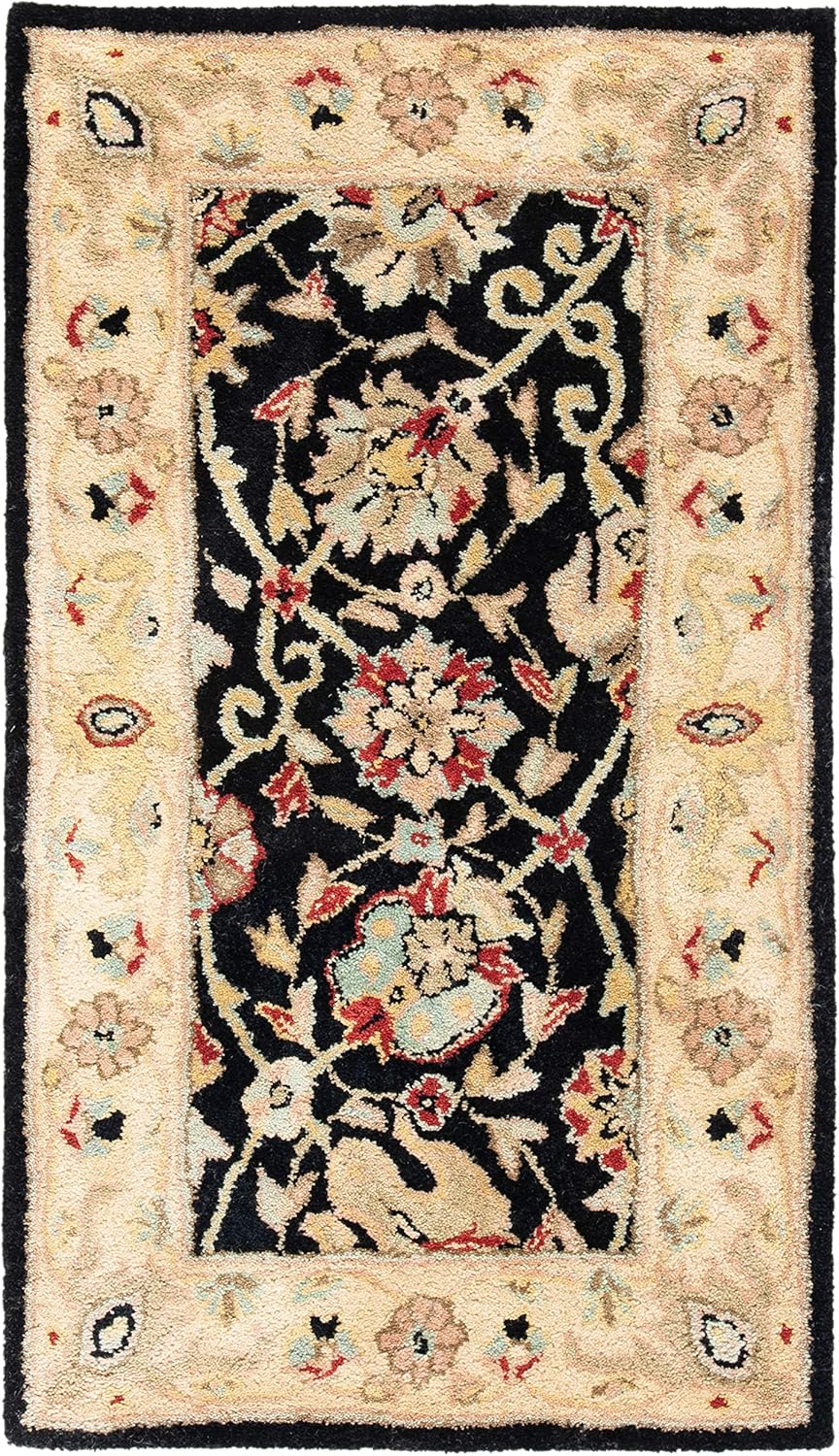 SAFAVIEH Antiquity Lilibeth Traditional Floral Wool Area Rug, Black, 2'3" x 4'