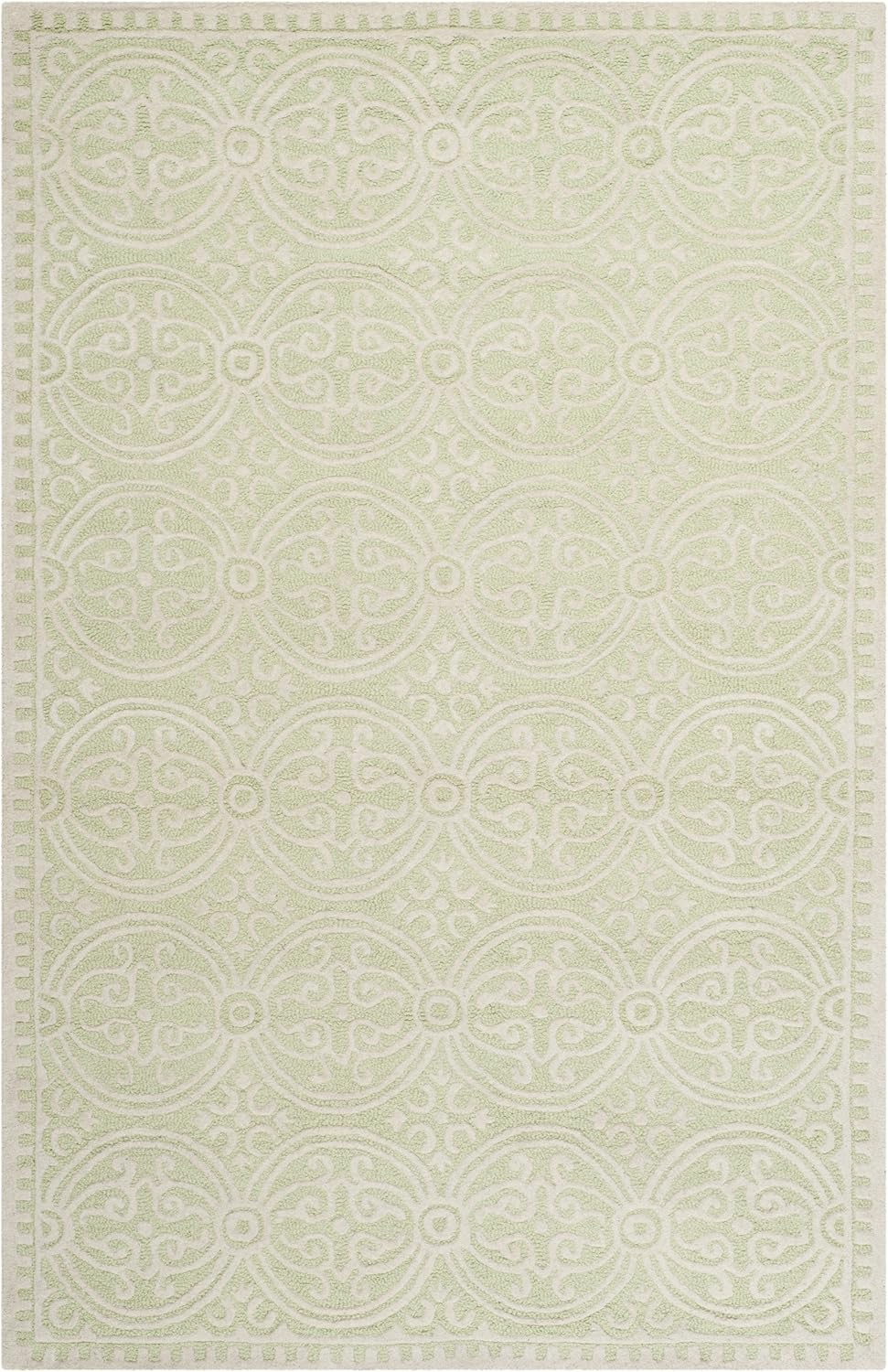 SAFAVIEH Cambridge Leslie Geometric Wool Area Rug, Light Green/Ivory, 4' x 6'