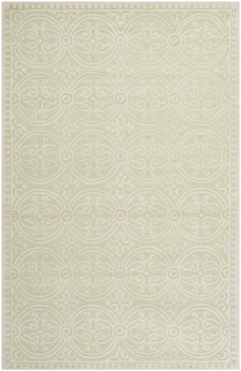 SAFAVIEH Cambridge Leslie Geometric Wool Area Rug, Light Green/Ivory, 4' x 6'