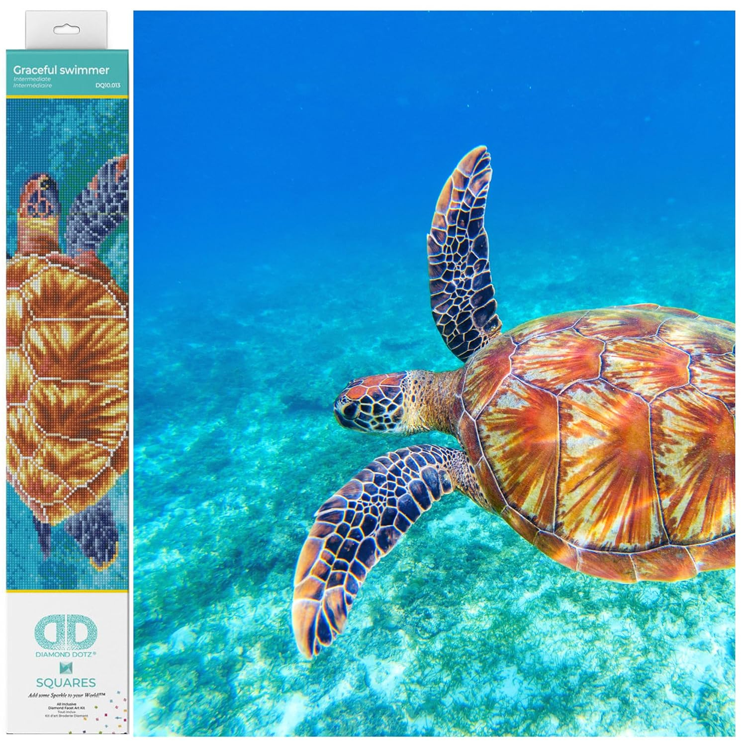 Graceful Swimmer Turtle Square Diamond Painting Kit 14.57" x 20.47"