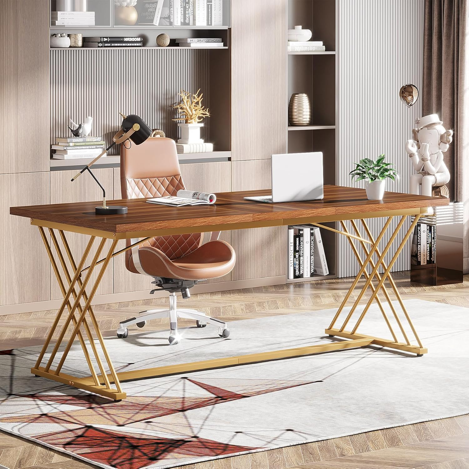 Tribesigns 63" Computer Desk, Modern Wood Home Office Desk, Computer Table Executive Desk, Study Writing Table Workstation for Living Room Bedroom Office