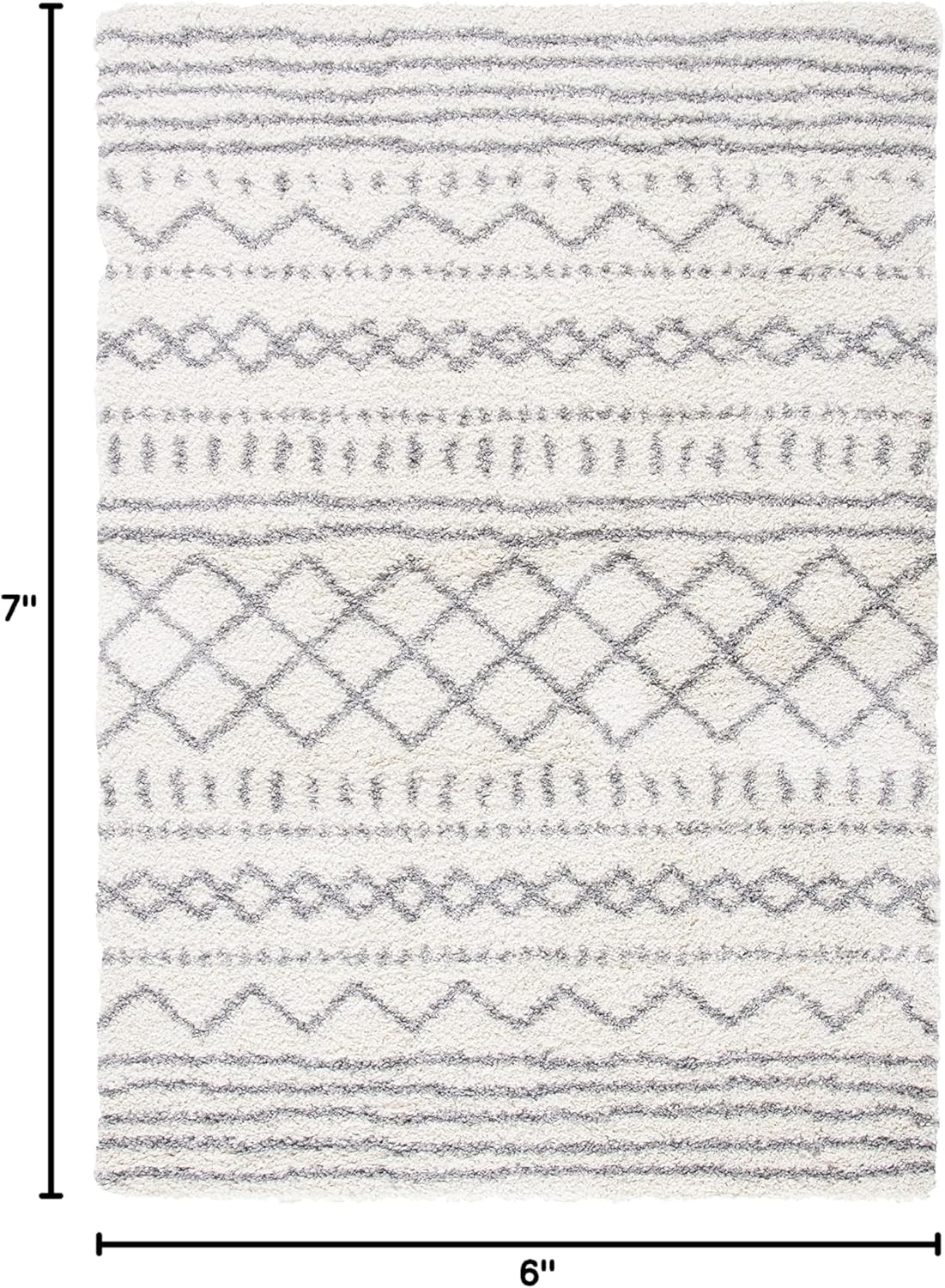 SAFAVIEH Arizona Teagan Geometric Shag Area Rug, Ivory/Grey, 5'1" x 7'6"
