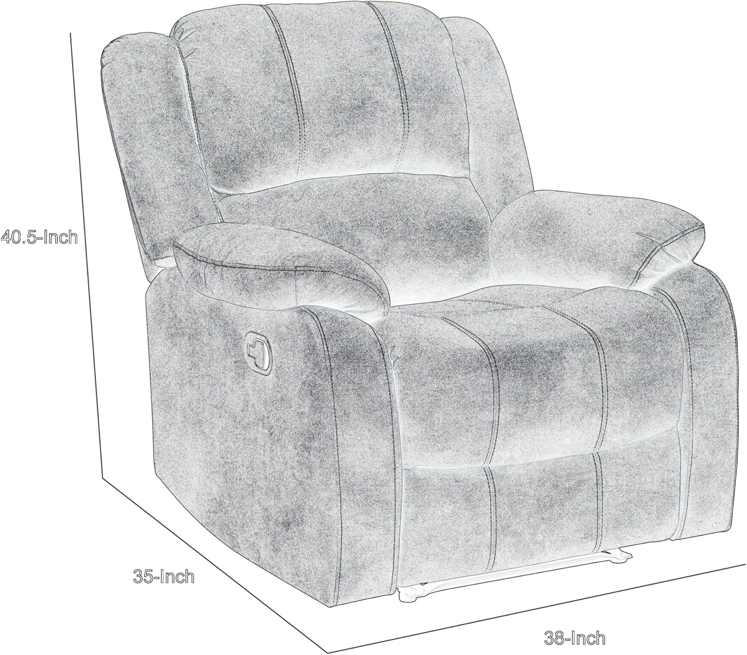 Benjara BM314756 38 in. Chris Manual Glider Recliner Chair, Solid Wood - Light Gray Chenille