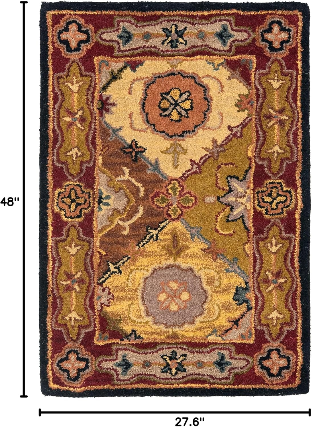 Handmade Multi/Red Tufted Wool Area Rug 48" x 27"