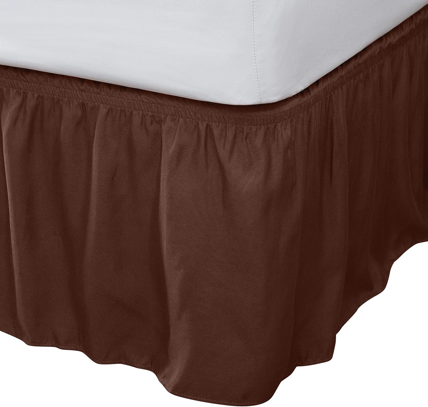 Home Details 14" Drop Wrap Around Bed Ruffle Adult Queen/King in Chocolate Brown