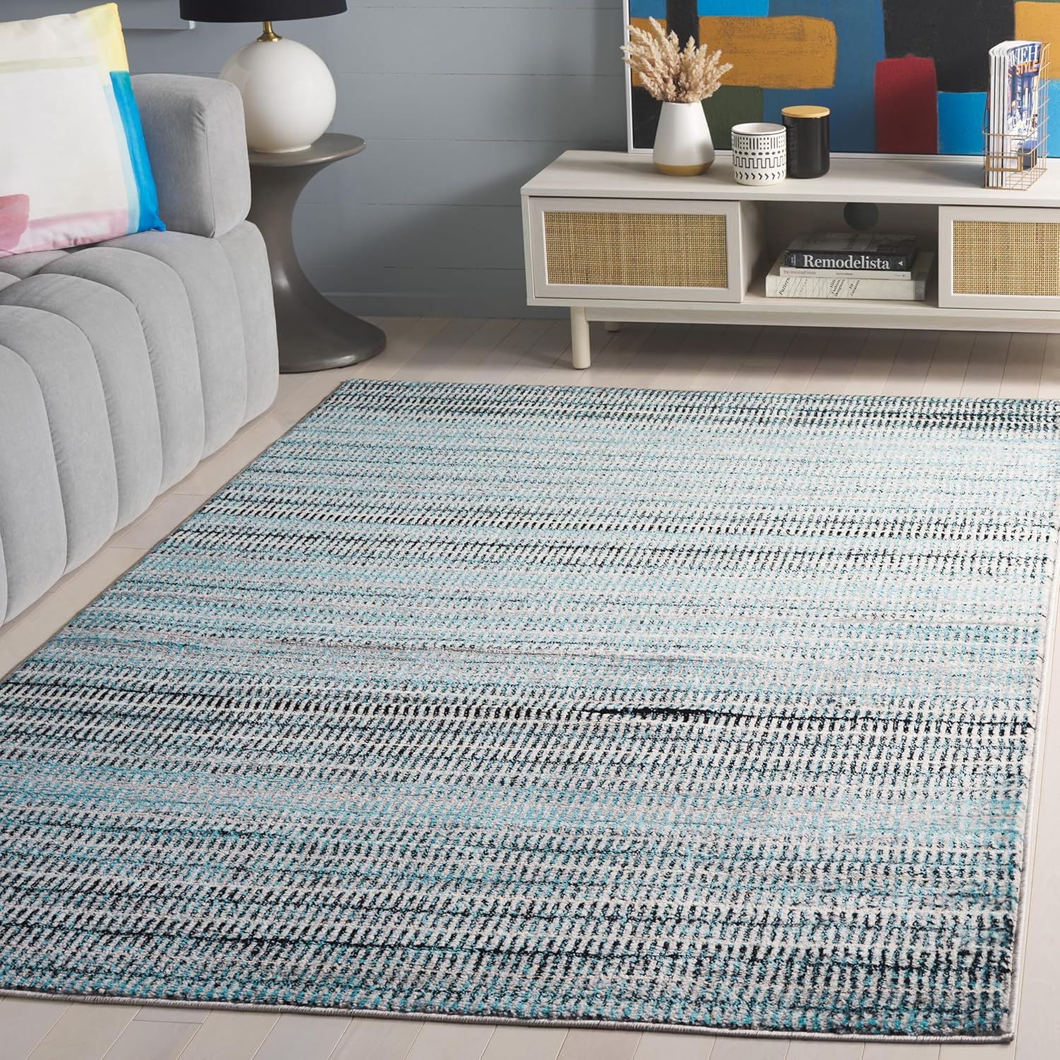 SAFAVIEH Skyler Constantina Striped Area Rug, Blue/Grey, 6' x 9'