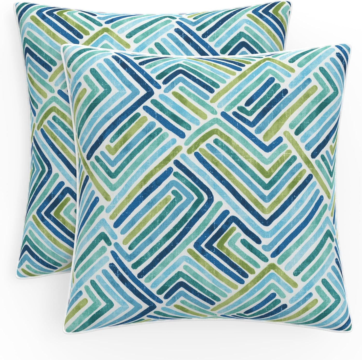 Geometric 18.5 in W x 5 in H Outdoor Large Throw Pillows 2-Count in Estie Ocean