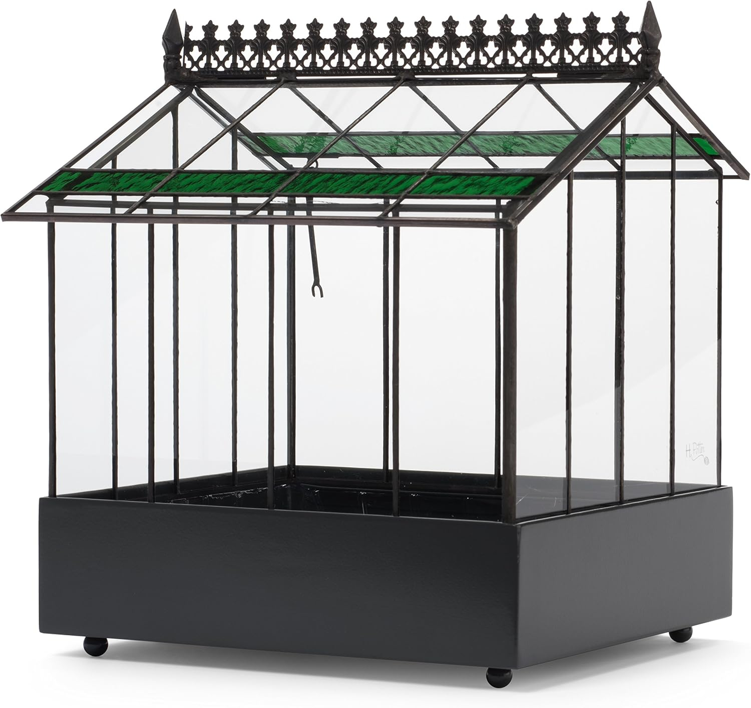 H Potter Glass Terrarium Planter Wardian Case Container with Green Glass Accent for Succulent Plants Flowers Orchids Foliage and More WAR143