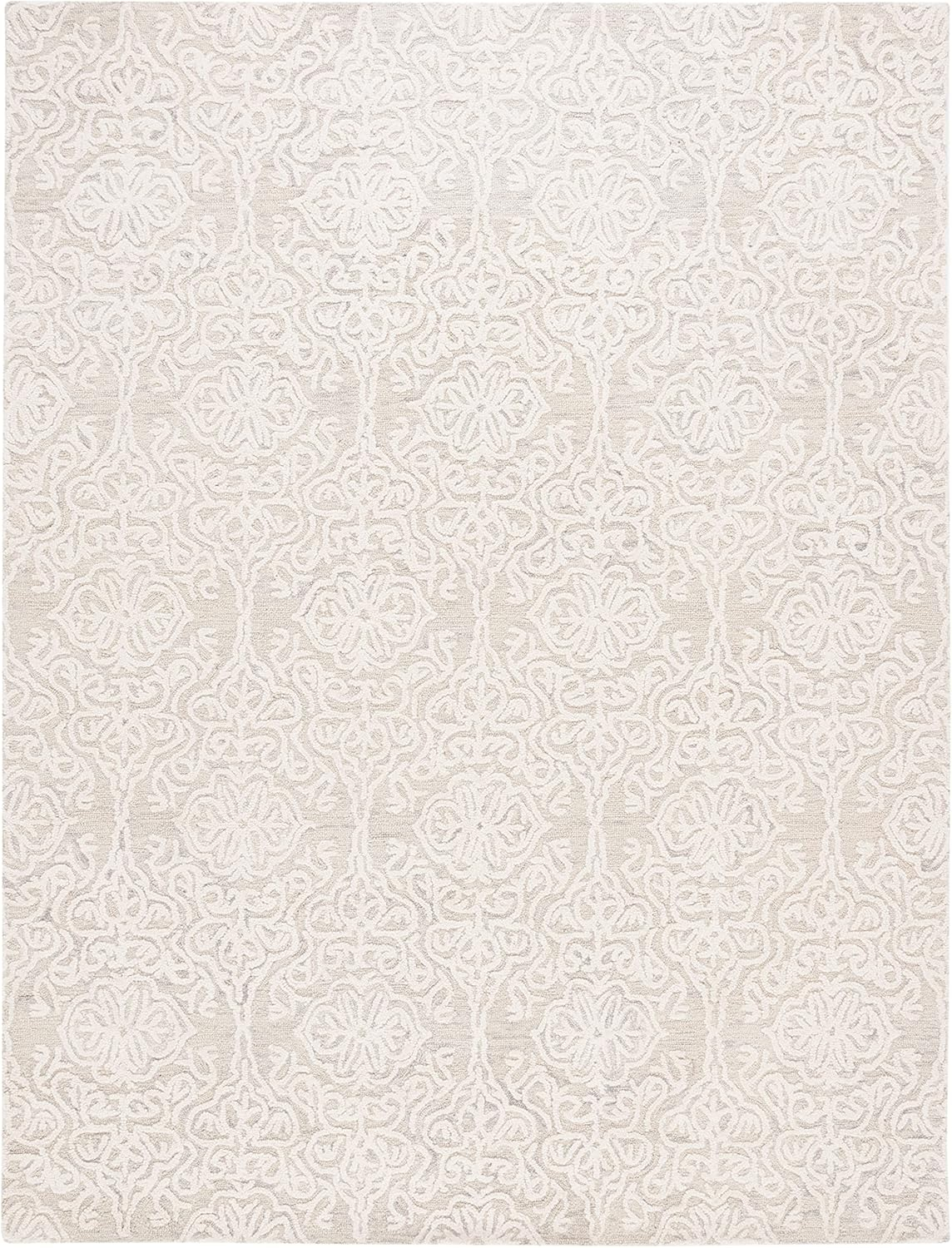 Silver and Ivory Tufted Wool Rectangular Area Rug