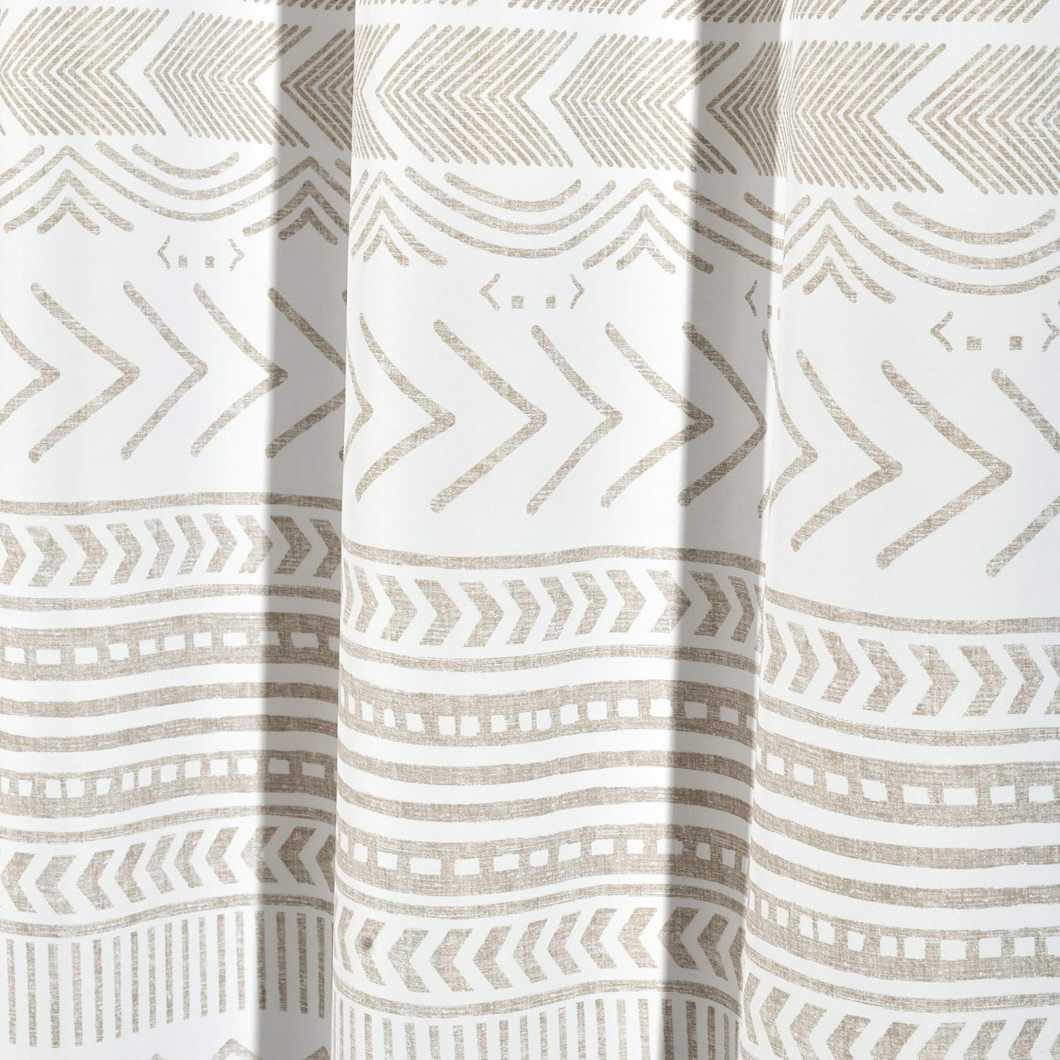 72 in. x 72 in. Hygge Geo Shower Curtain Taupe/White Single