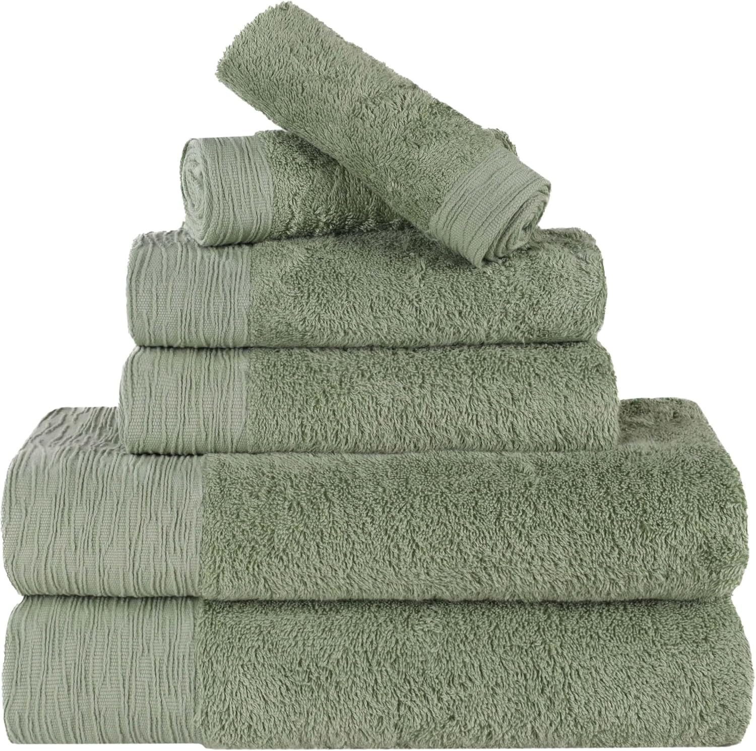 Superior Rayon from Bamboo Soft Modern 6-Piece Towel Set, Green