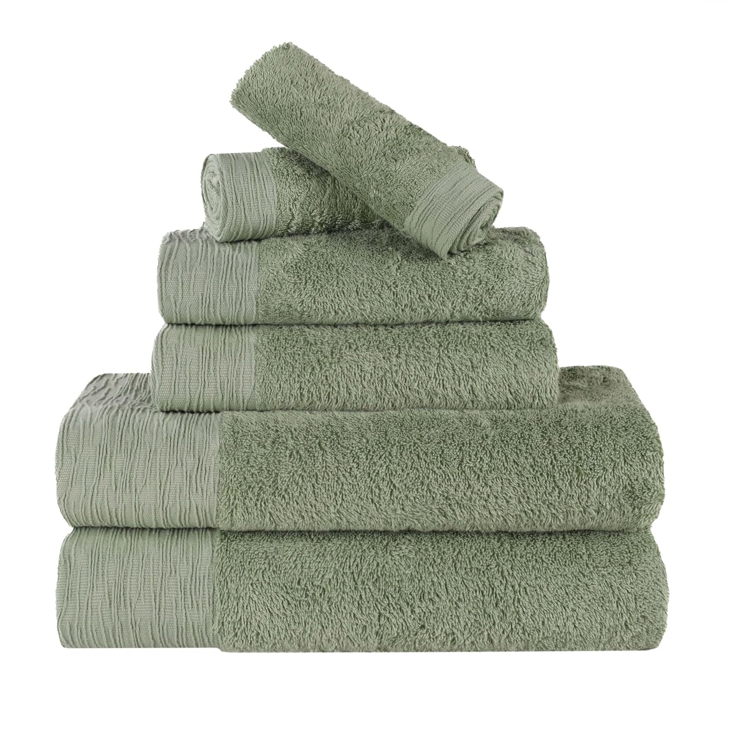 Superior Rayon from Bamboo Soft Modern 6-Piece Towel Set, Green