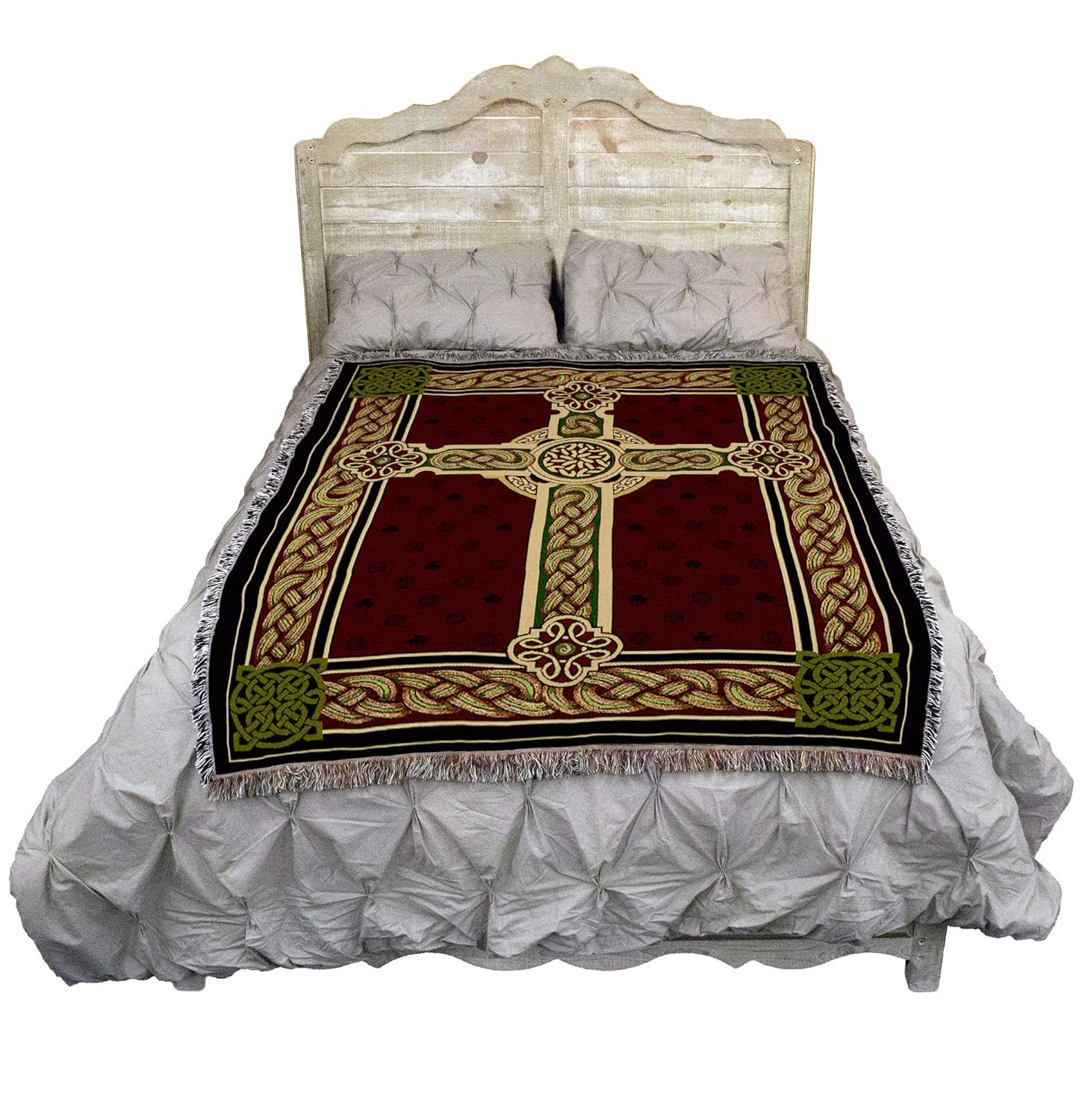 Pure Country Weavers Celtic Knot Cross Blanket - Gift Throw Woven from Cotton - Made in The USA (72x54)