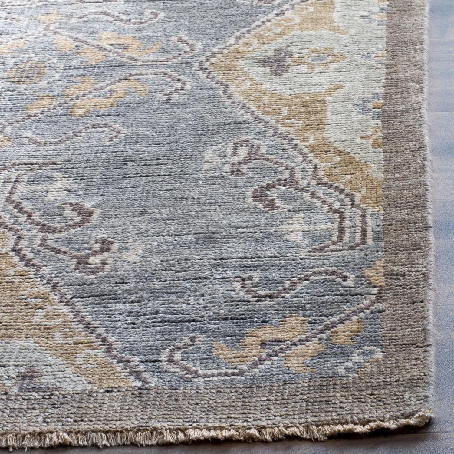 Charcoal and Taupe Hand-Knotted Wool 10' x 14' Area Rug