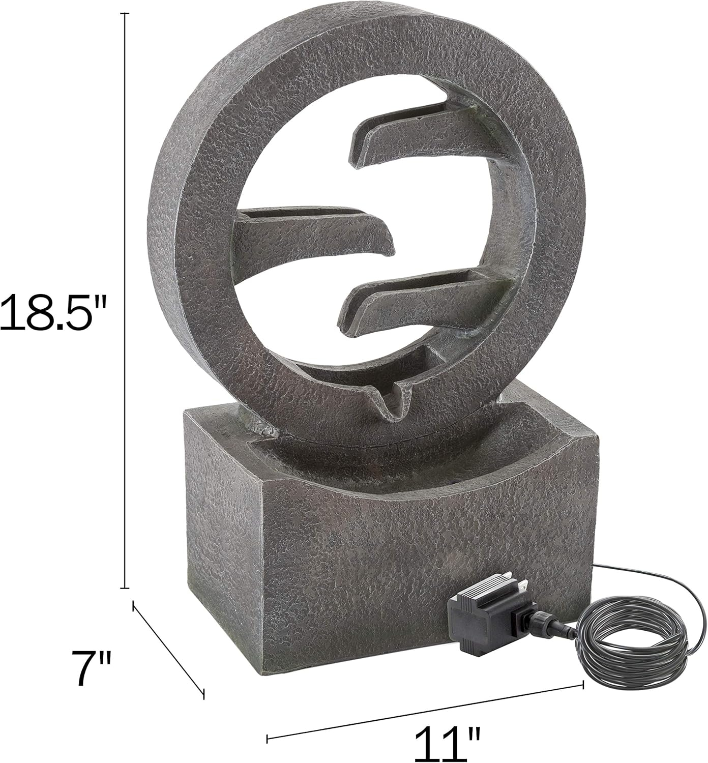 Pure Garden 50-LG1218 Round Cascade Fountain-4 Tier Polyresin Waterfall With LED Lights, Gray