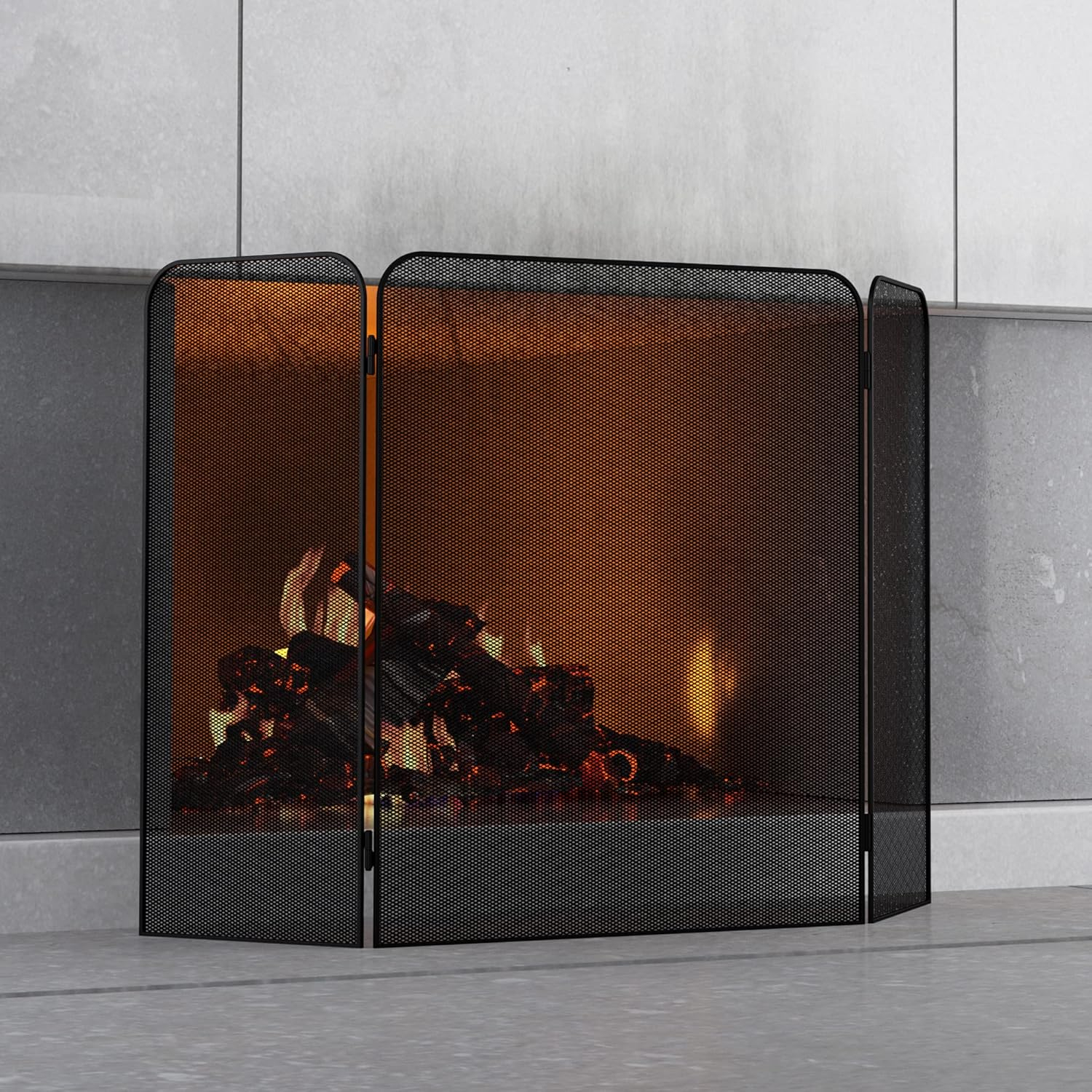 Fire Beauty 3-Panel Metal Fireplace Screen for Fireplace Fire Spark Guard Grate for Living Room Home Decor(29" x 48")