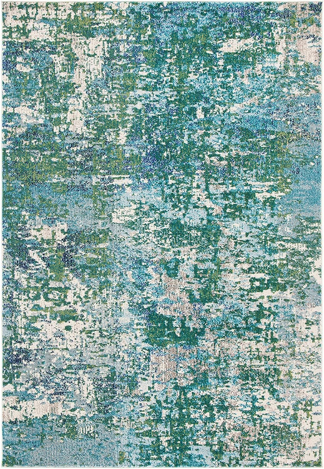 SAFAVIEH Madison Flowers Vintage Abstract Area Rug, Green/Turquoise, 9' x 12'