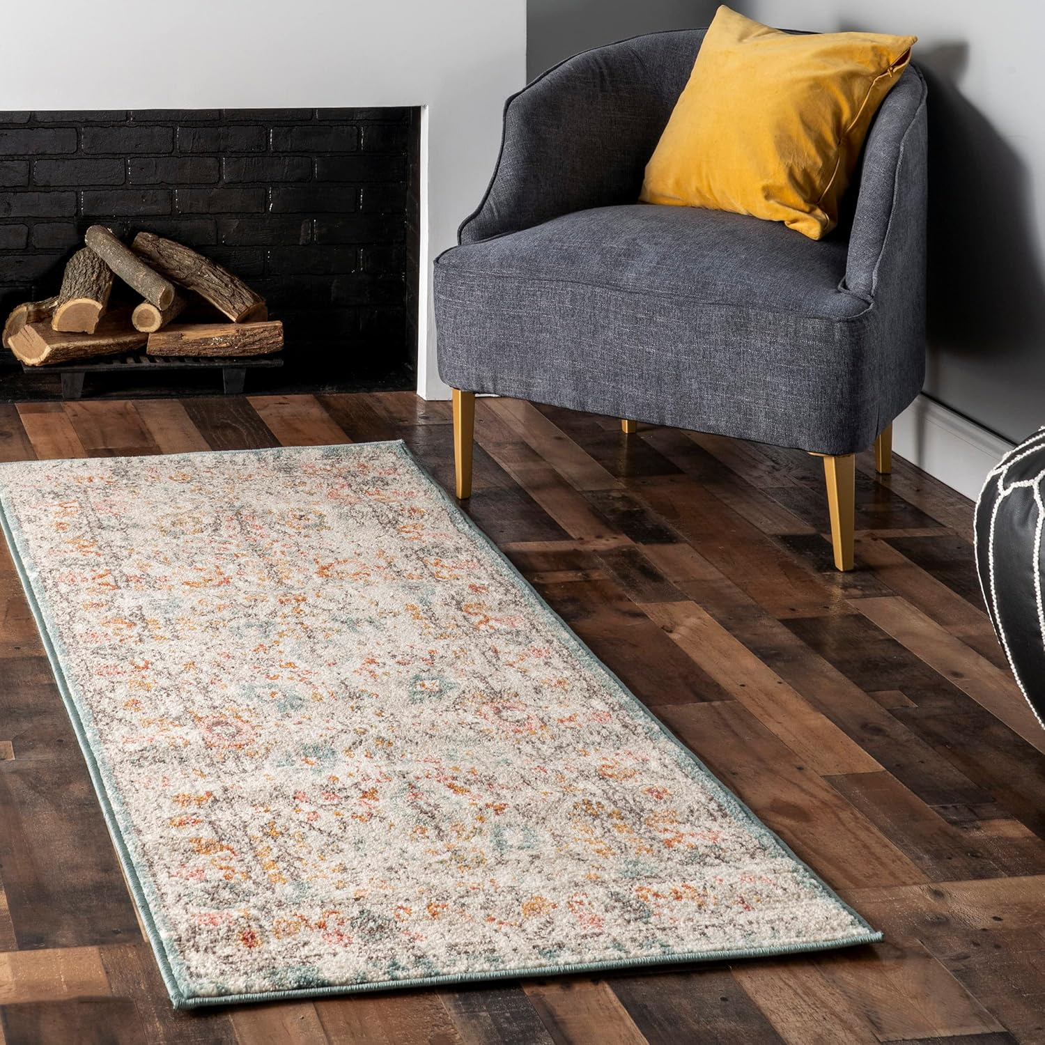 nuLOOM Lenore Vintage Floral Beige 2' 6" x 6' Transitional Runner Rug