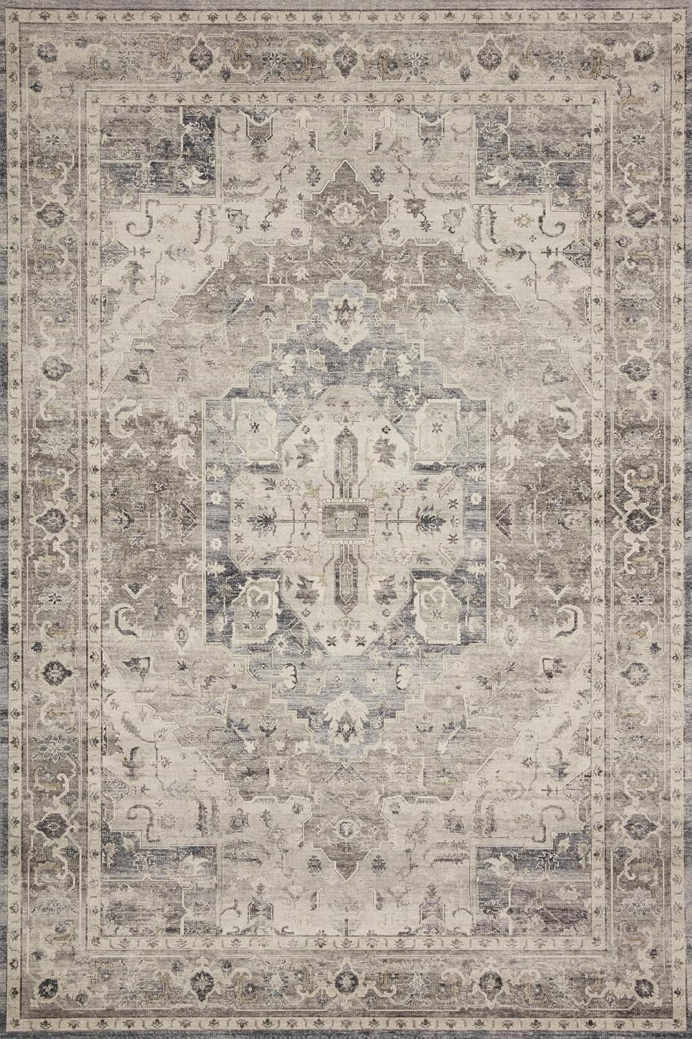 Loloi II Hathaway Printed Oriental Steel / Ivory Area Rug